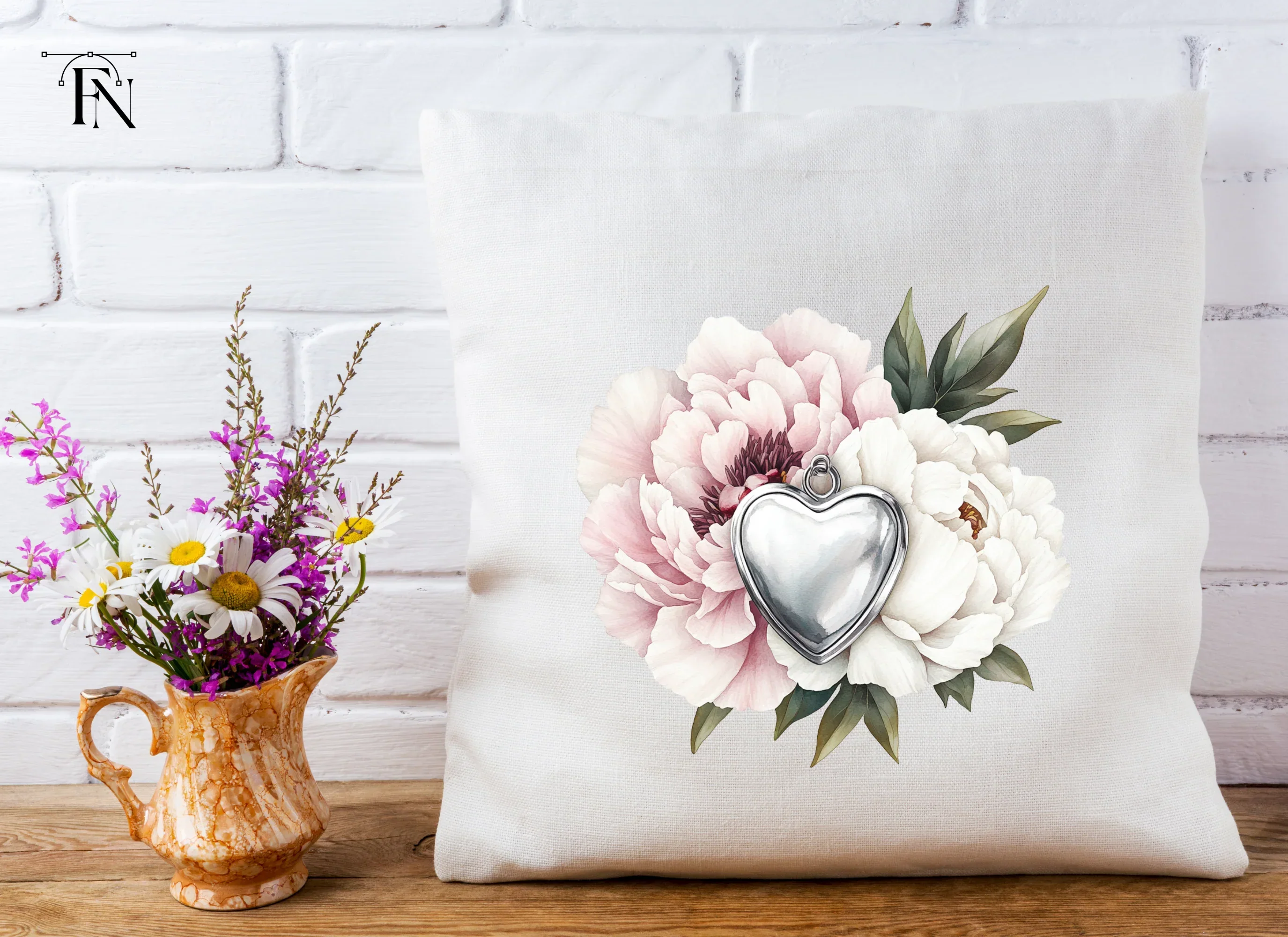 Heart Locket Peony Clipart Bundle - Image 4