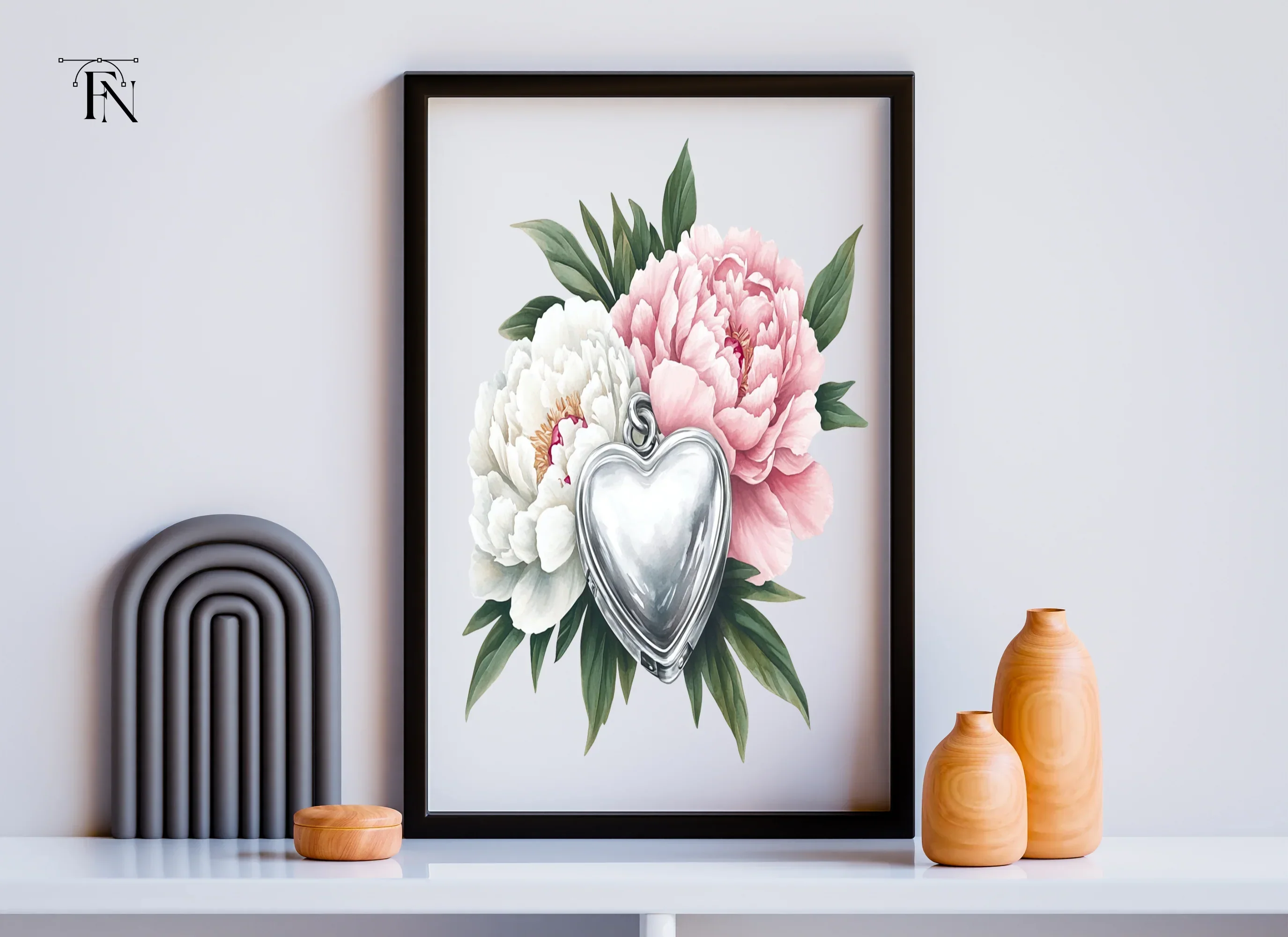 Heart Locket Peony Clipart Bundle - Image 5