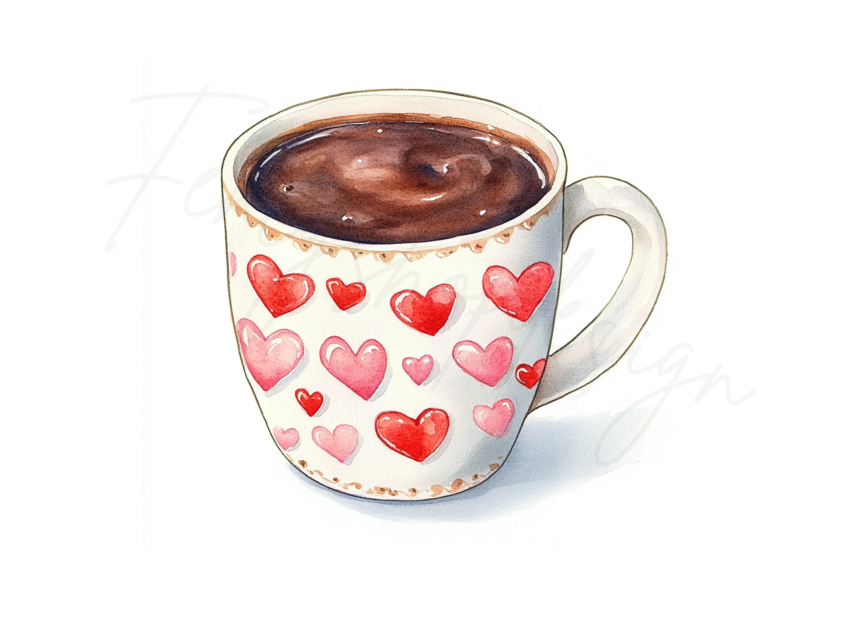Heart Patterned Hot Chocolate Mugs Clipart Bundle - Image 2
