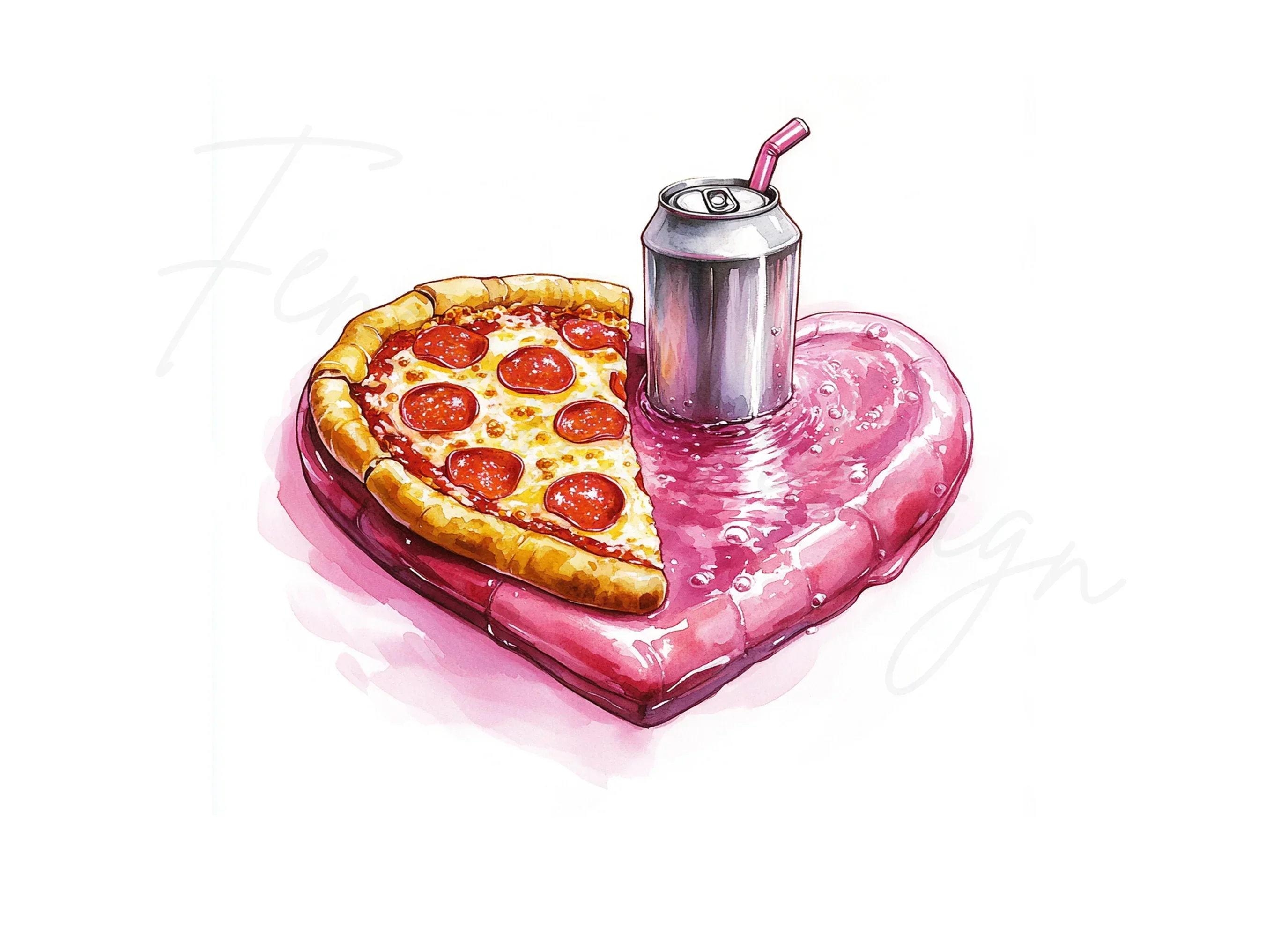Heart Pizza and Soda Can Clipart Bundle - Image 2