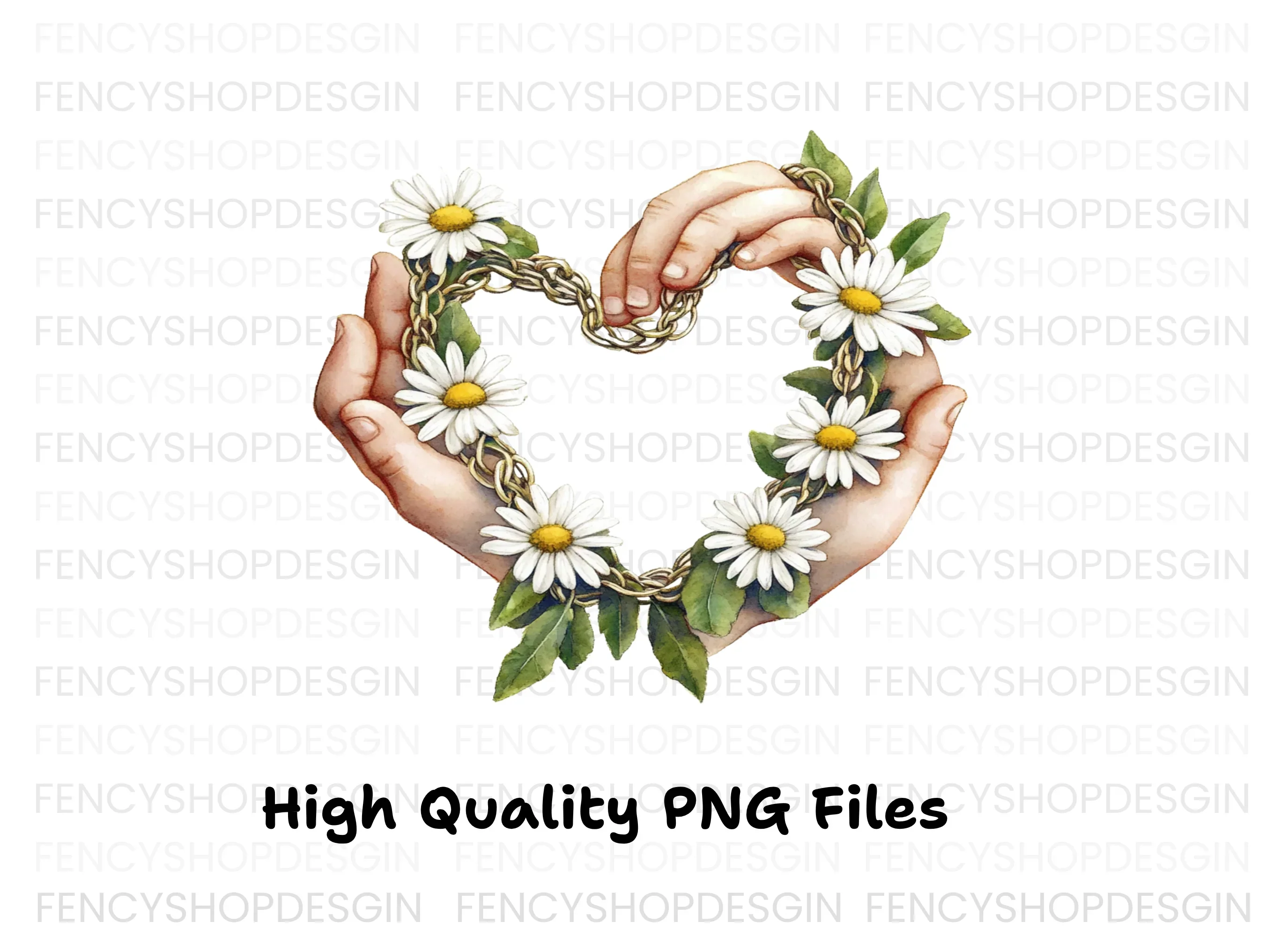 Heart Shaped Daisy Chain with Hands Clipart Bundle - Image 3