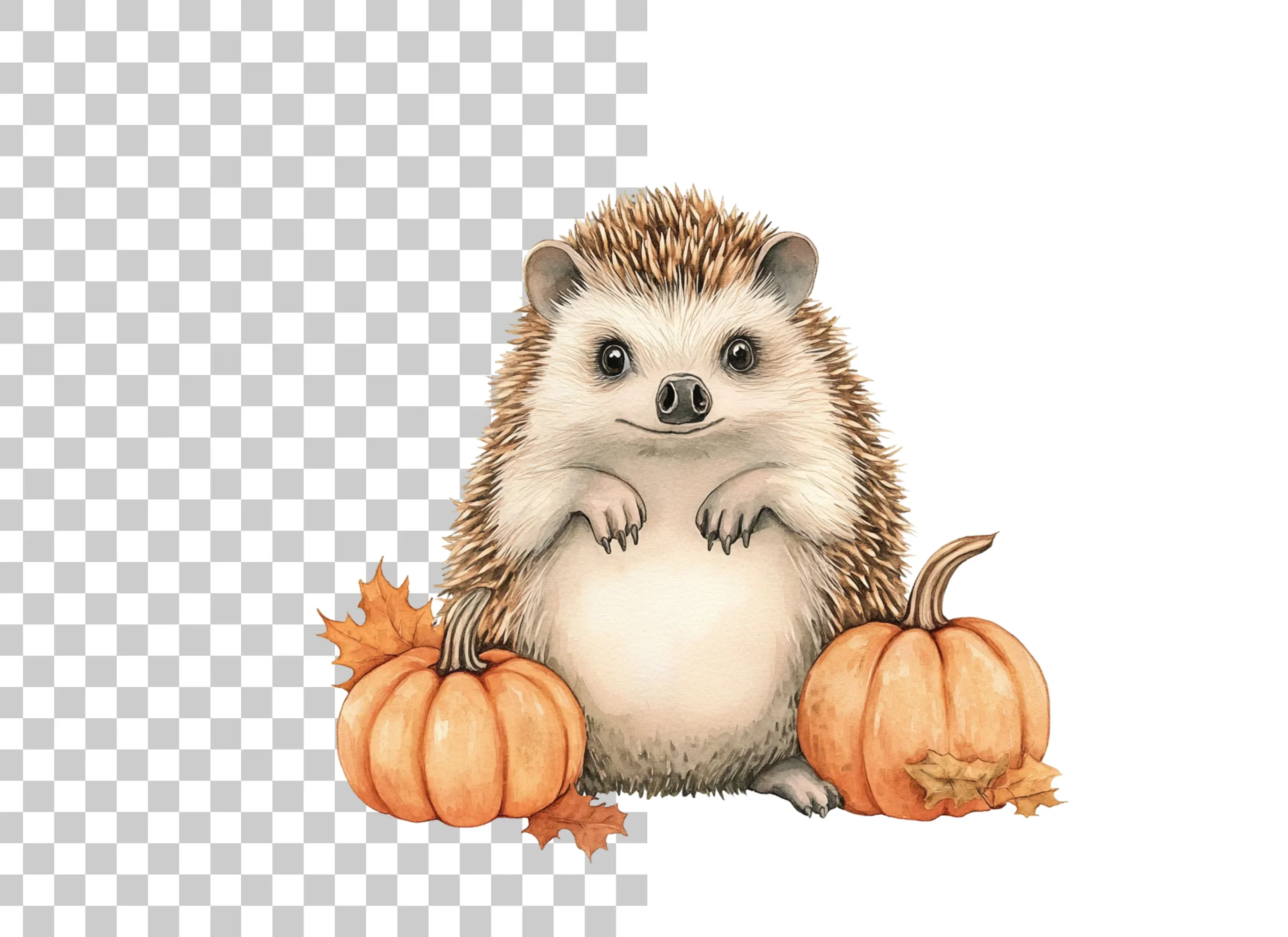 Hedgehog and Pumpkins Fall Clipart Bundle - Image 2