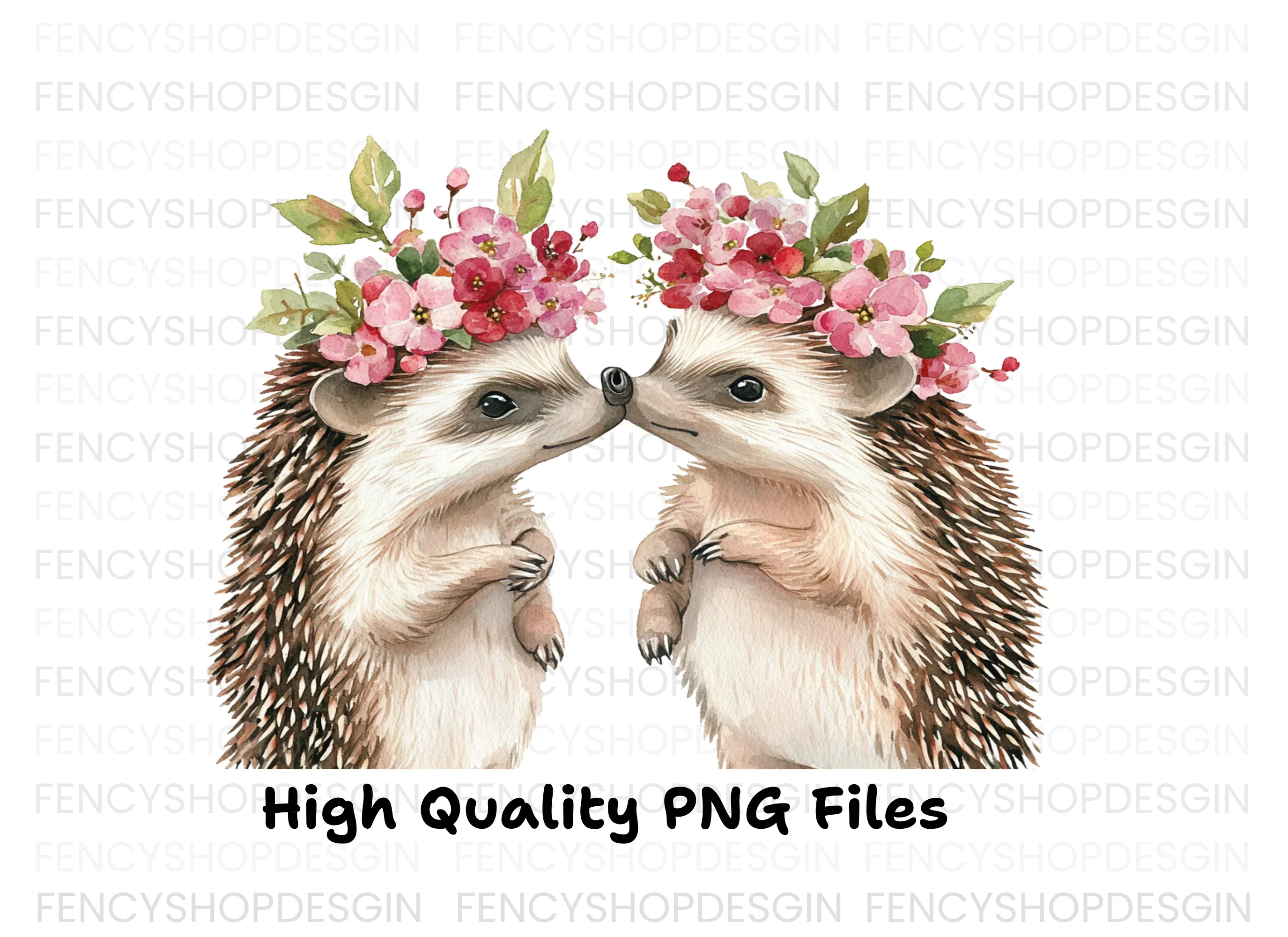 Hedgehog Couple Flower Crowns Clipart Bundle - Image 2