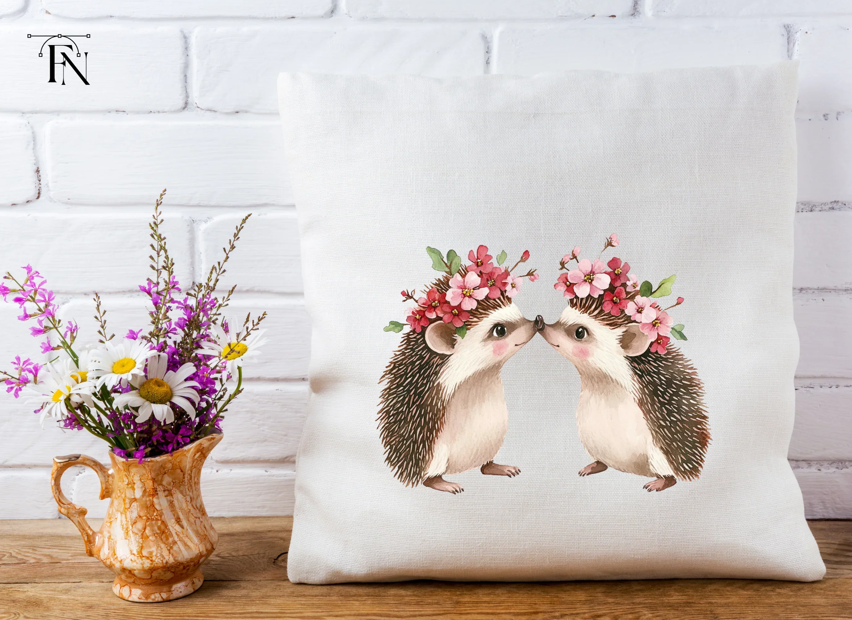 Hedgehog Couple Flower Crowns Clipart Bundle - Image 4
