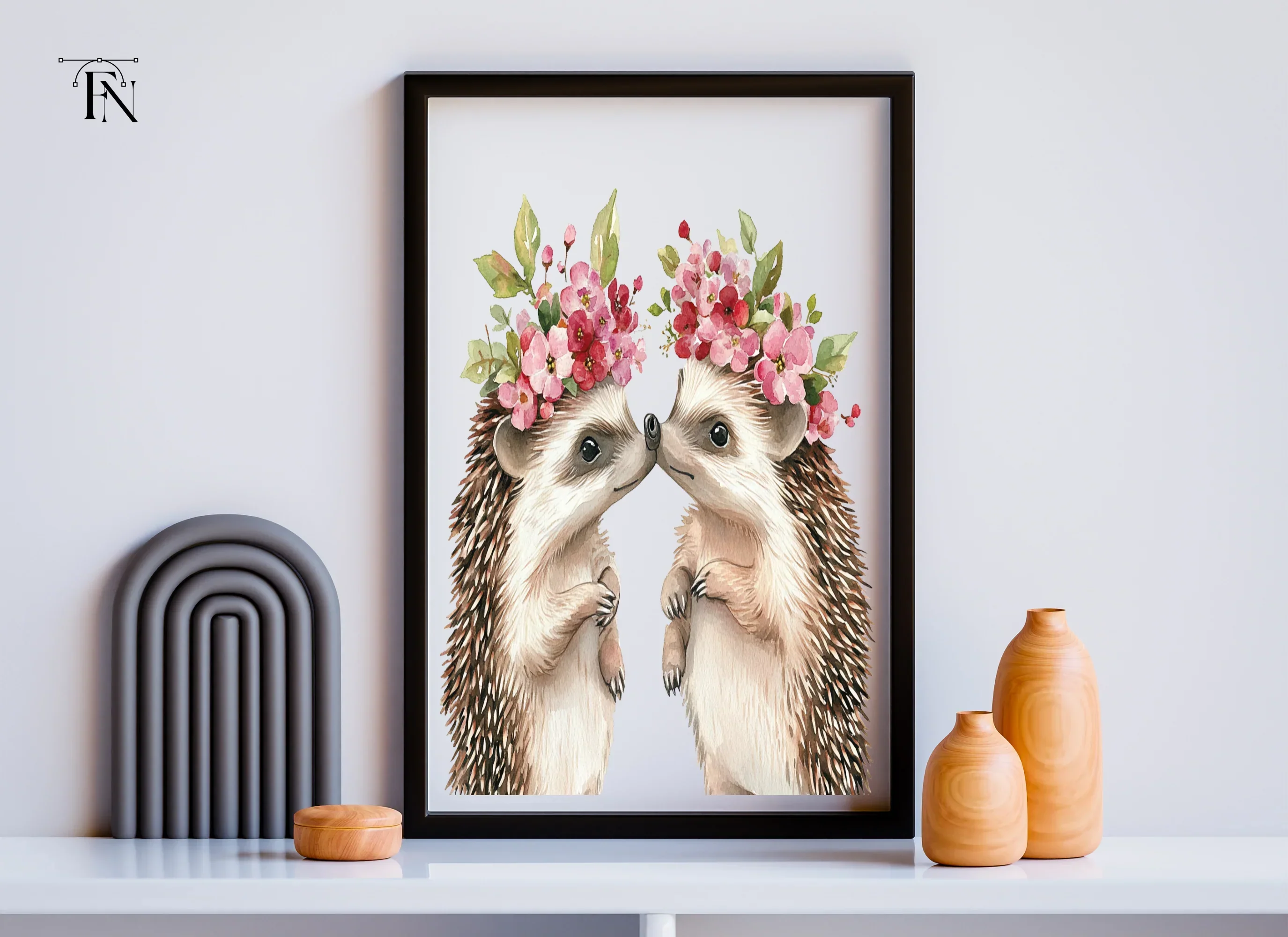 Hedgehog Couple Flower Crowns Clipart Bundle - Image 5