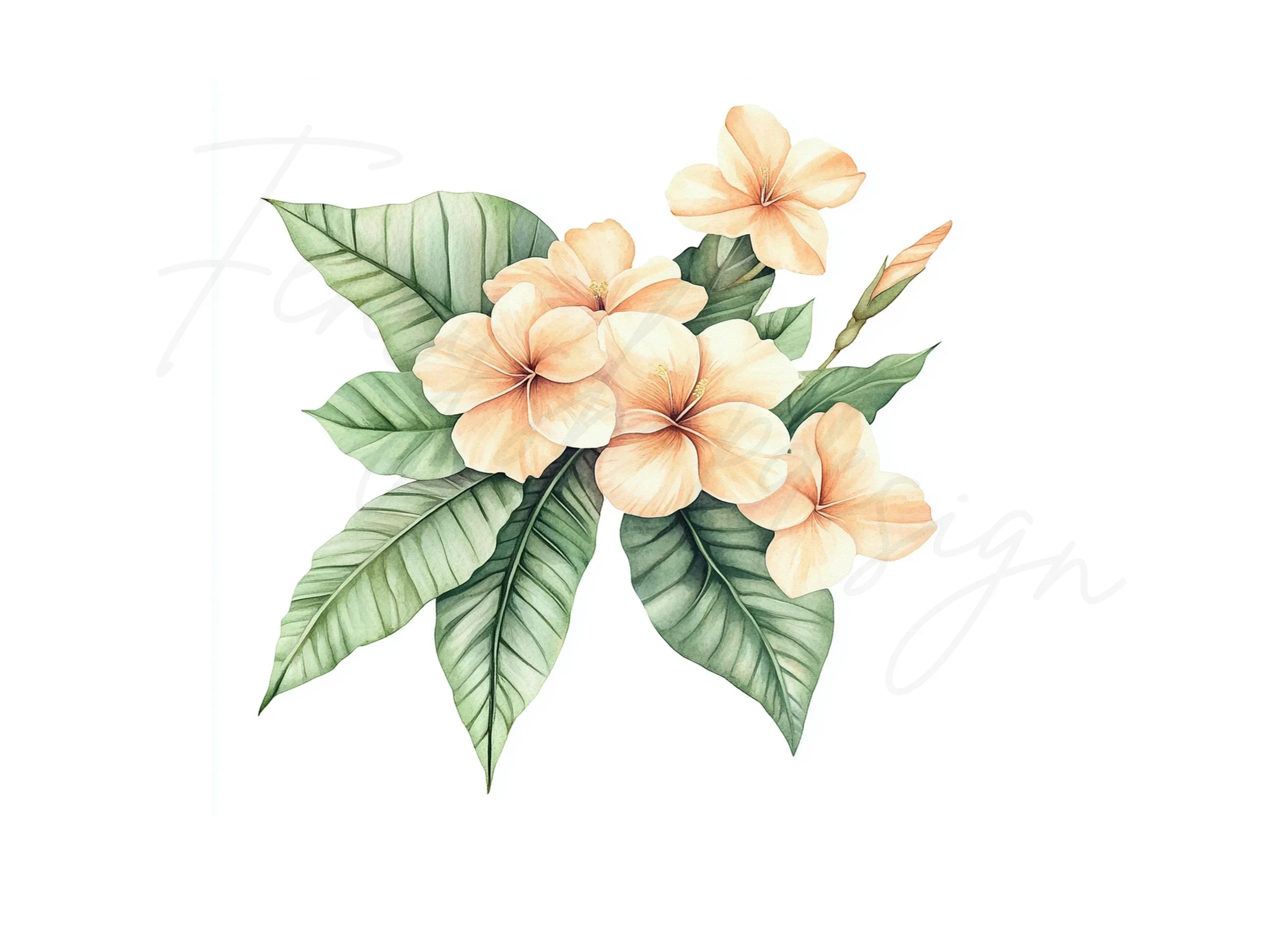 Hibiscus and Tropical Leaves Clipart Bundle - Image 3
