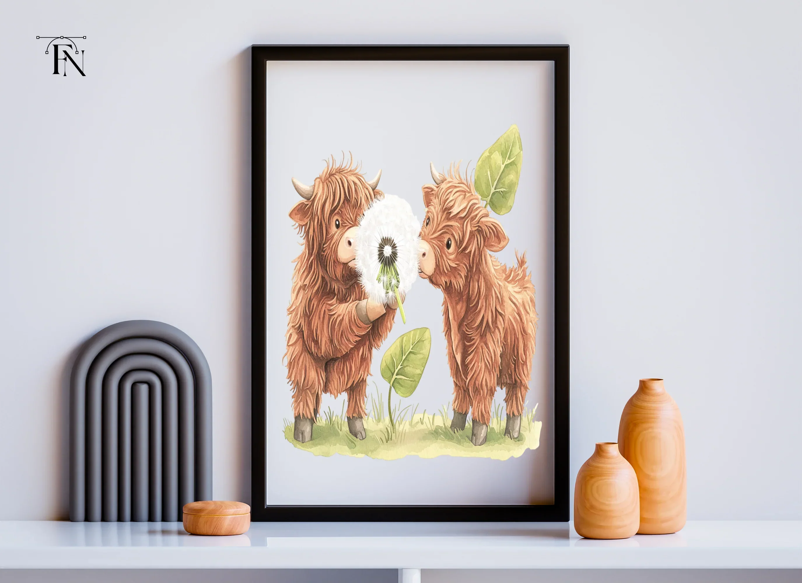 Highland Calf Blowing Dandelion Clipart Bundle - Image 5