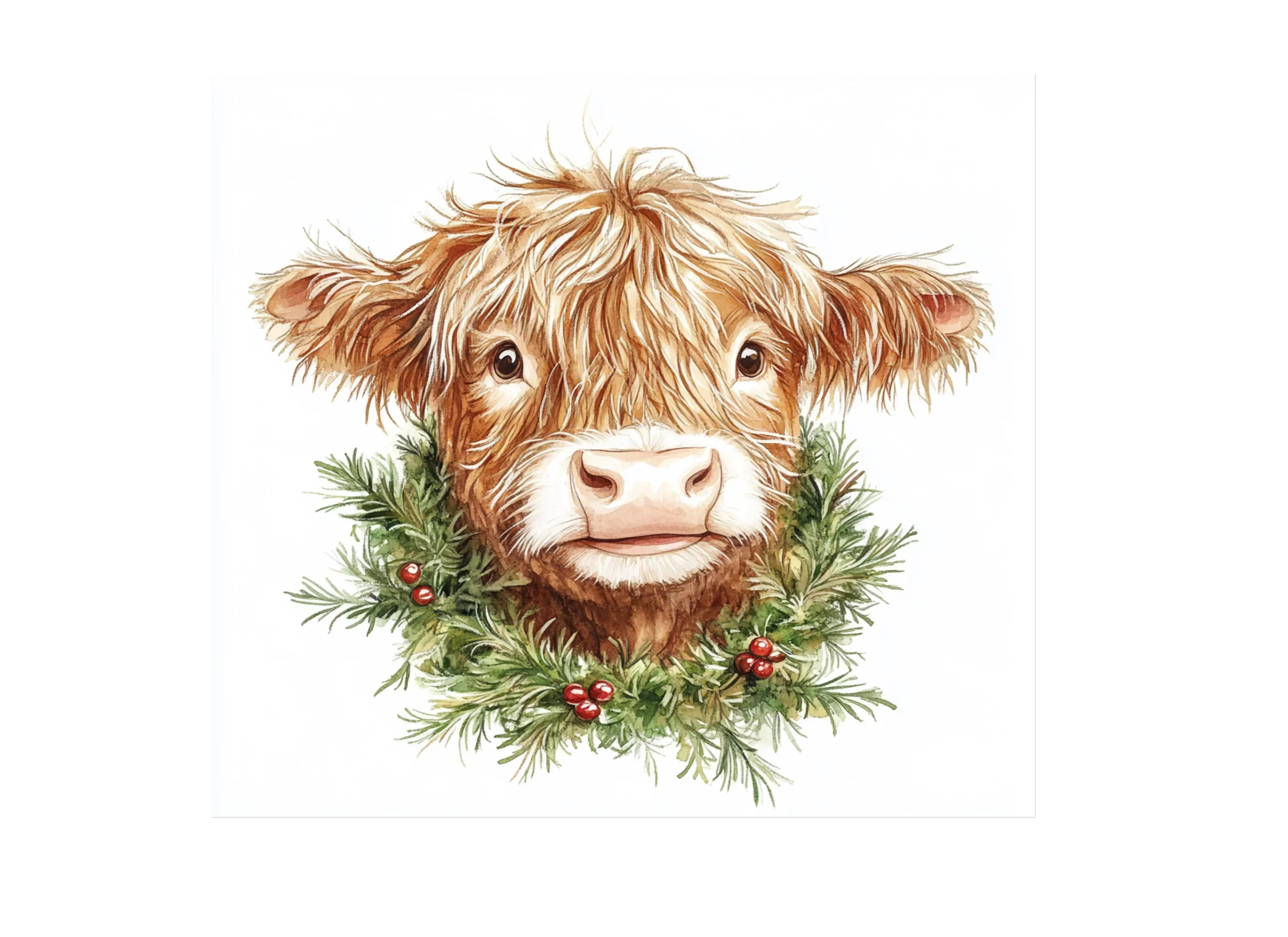 Highland Cow Christmas Wreath Clipart Bundle - Image 2