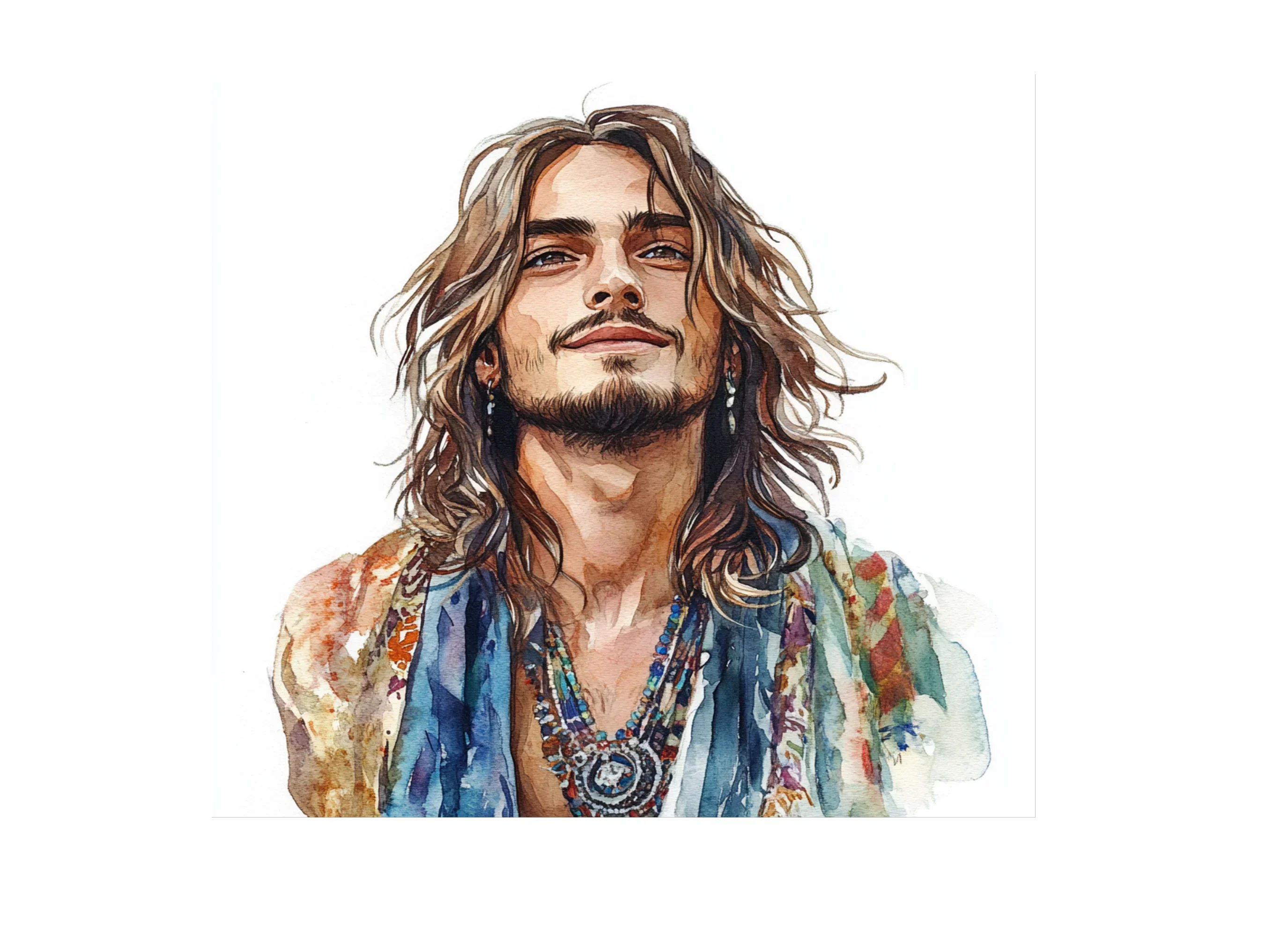 Hippie Style Men Illustrations Clipart Bundle - Image 3