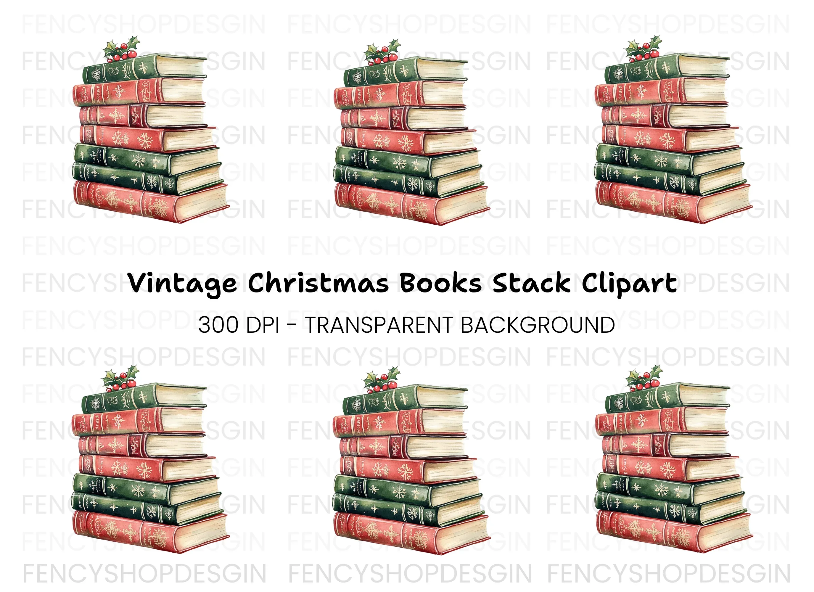 Holiday Book Stack Clipart Bundle