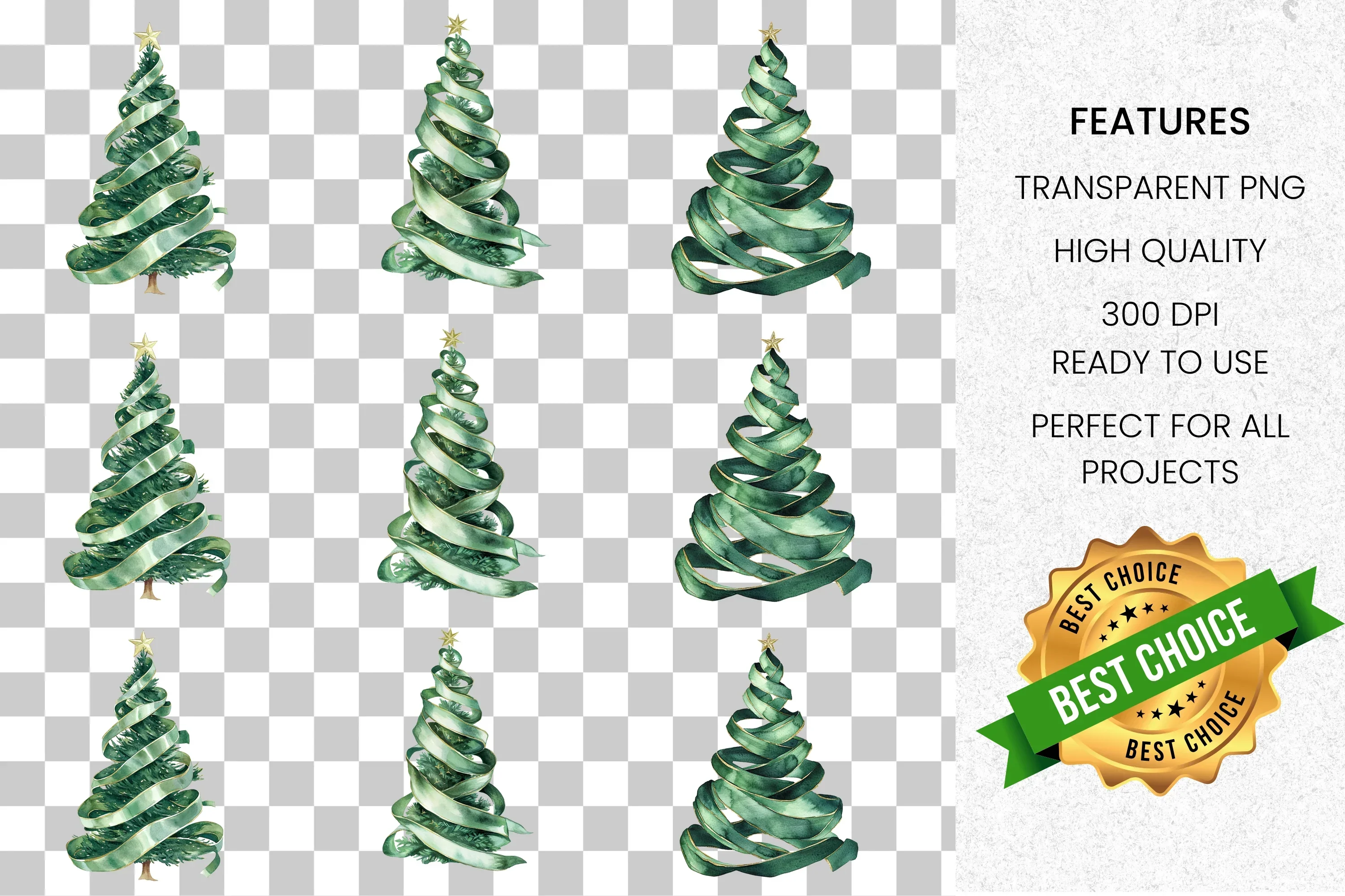 Holiday Evergreen Tree Clipart Bundle - Image 8