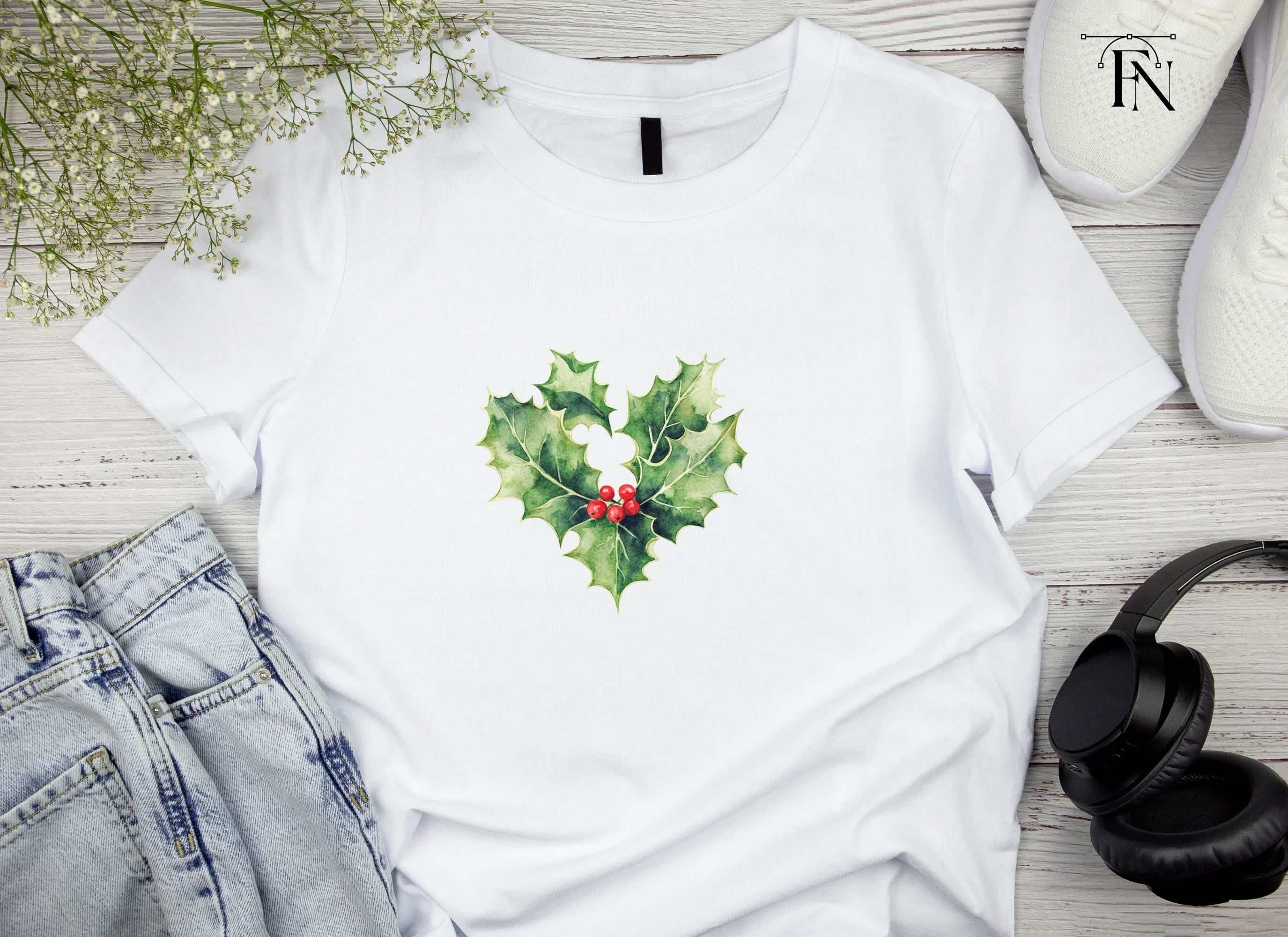 Holly Heart Wreath Clipart Bundle - Image 5