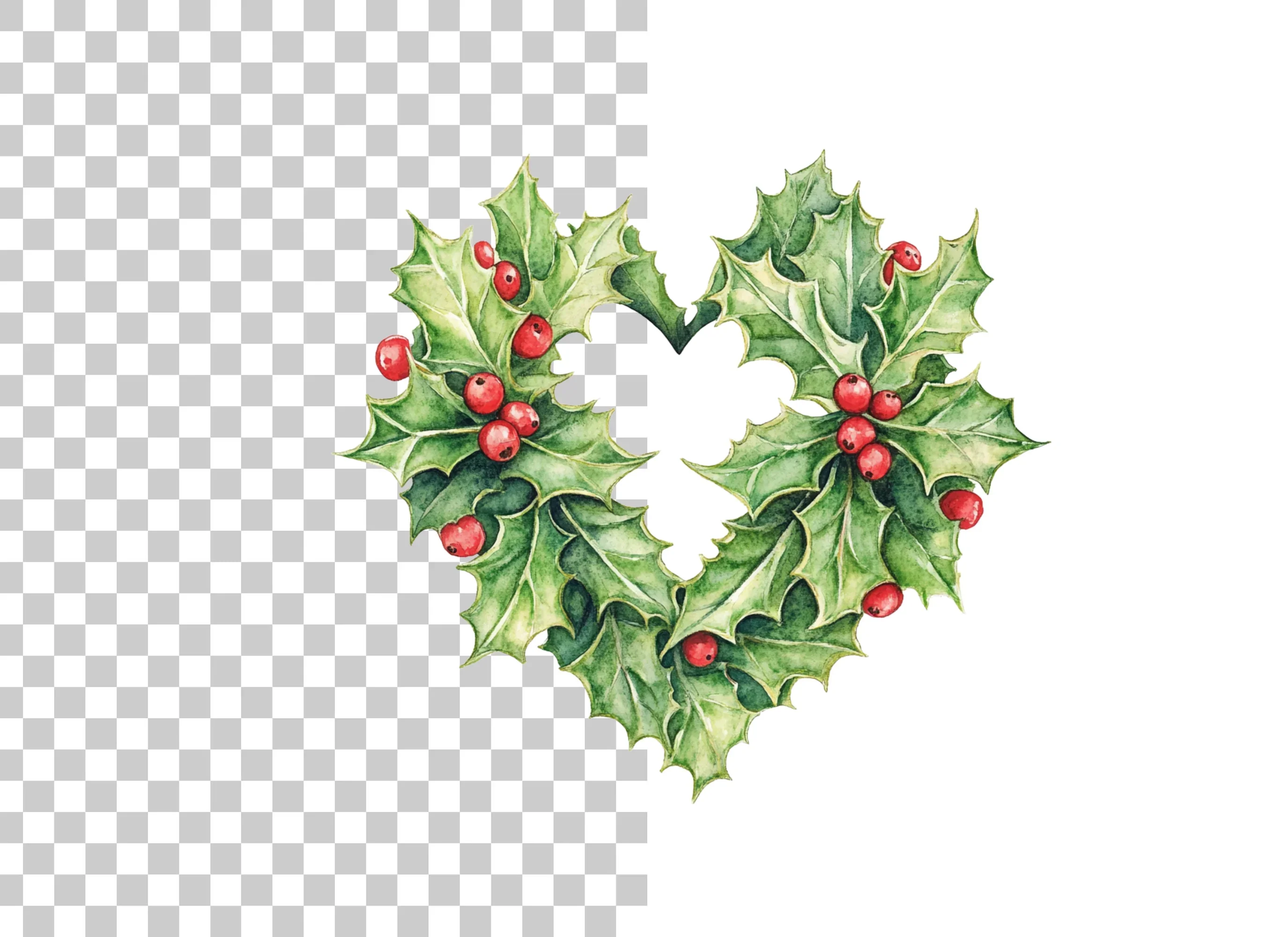 Holly Heart Wreath Clipart Bundle - Image 6