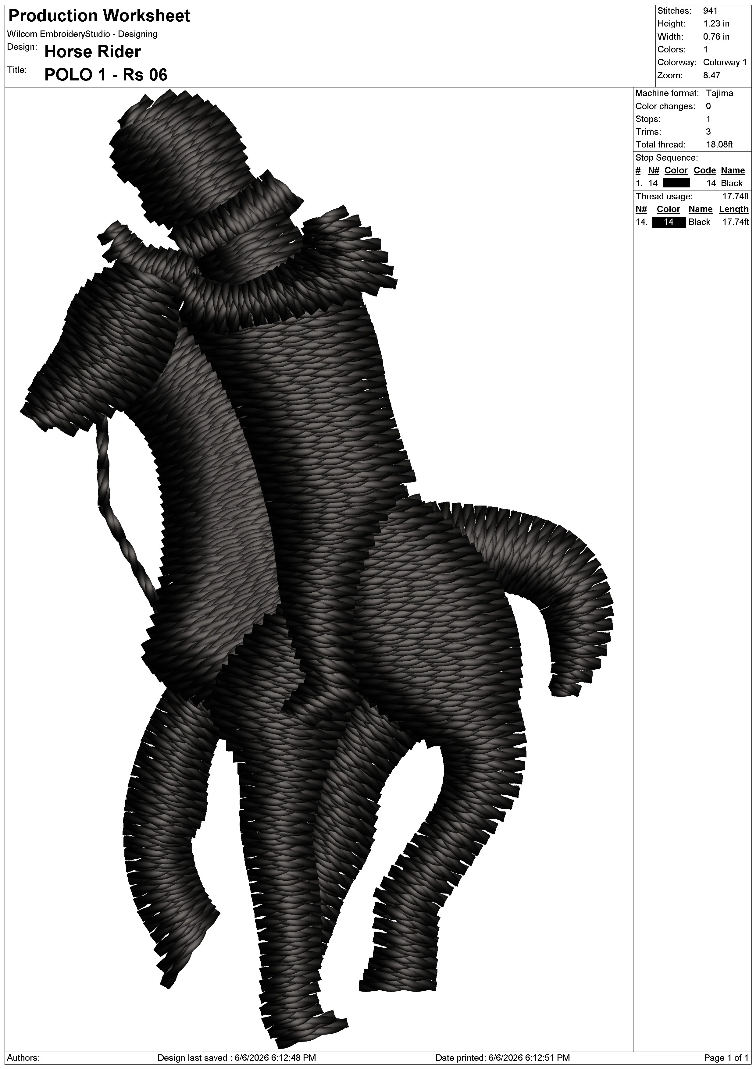 Horse Rider Embroidery Design