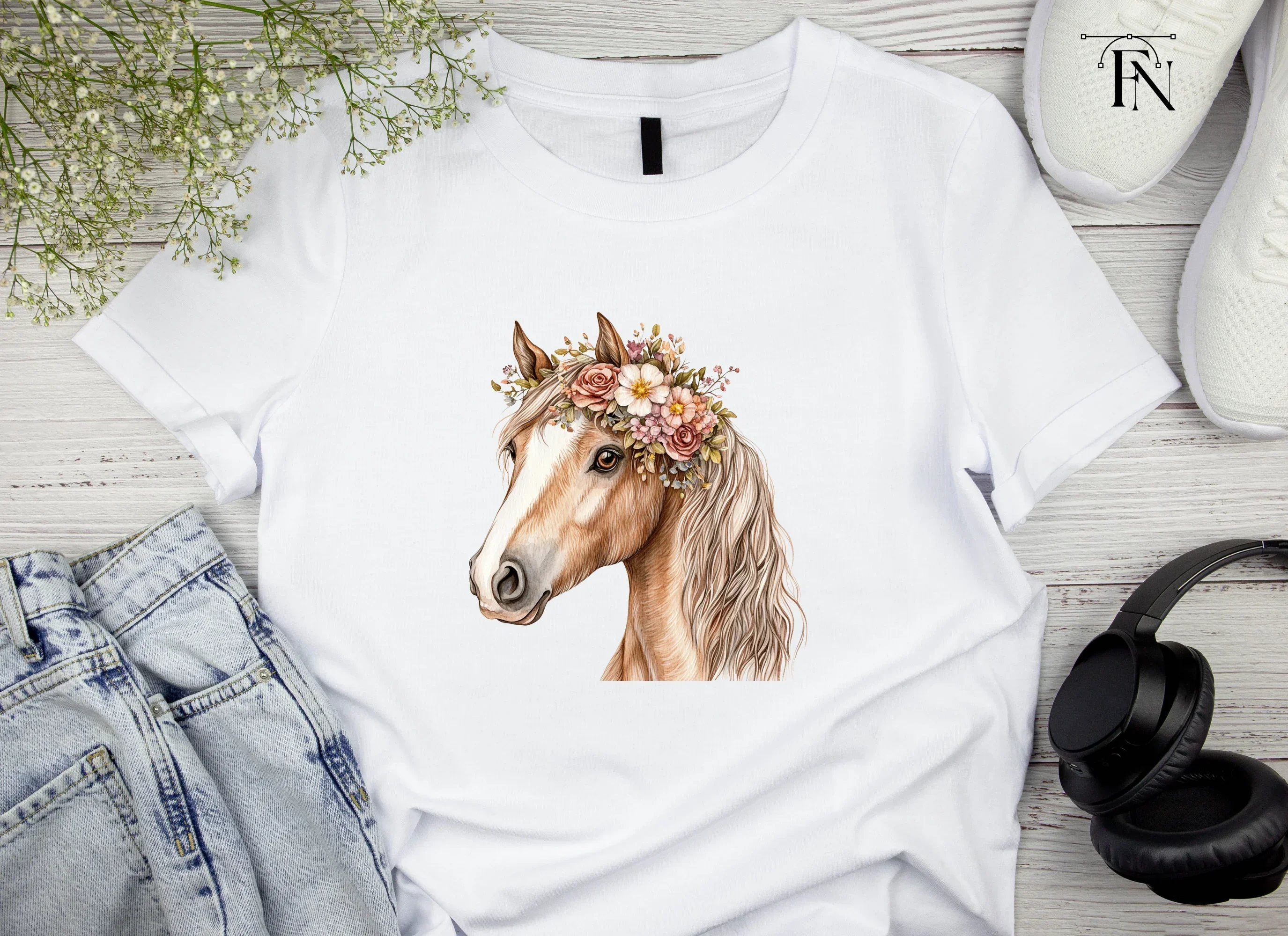 Horses with Flower Crowns Clipart Bundle - Image 4