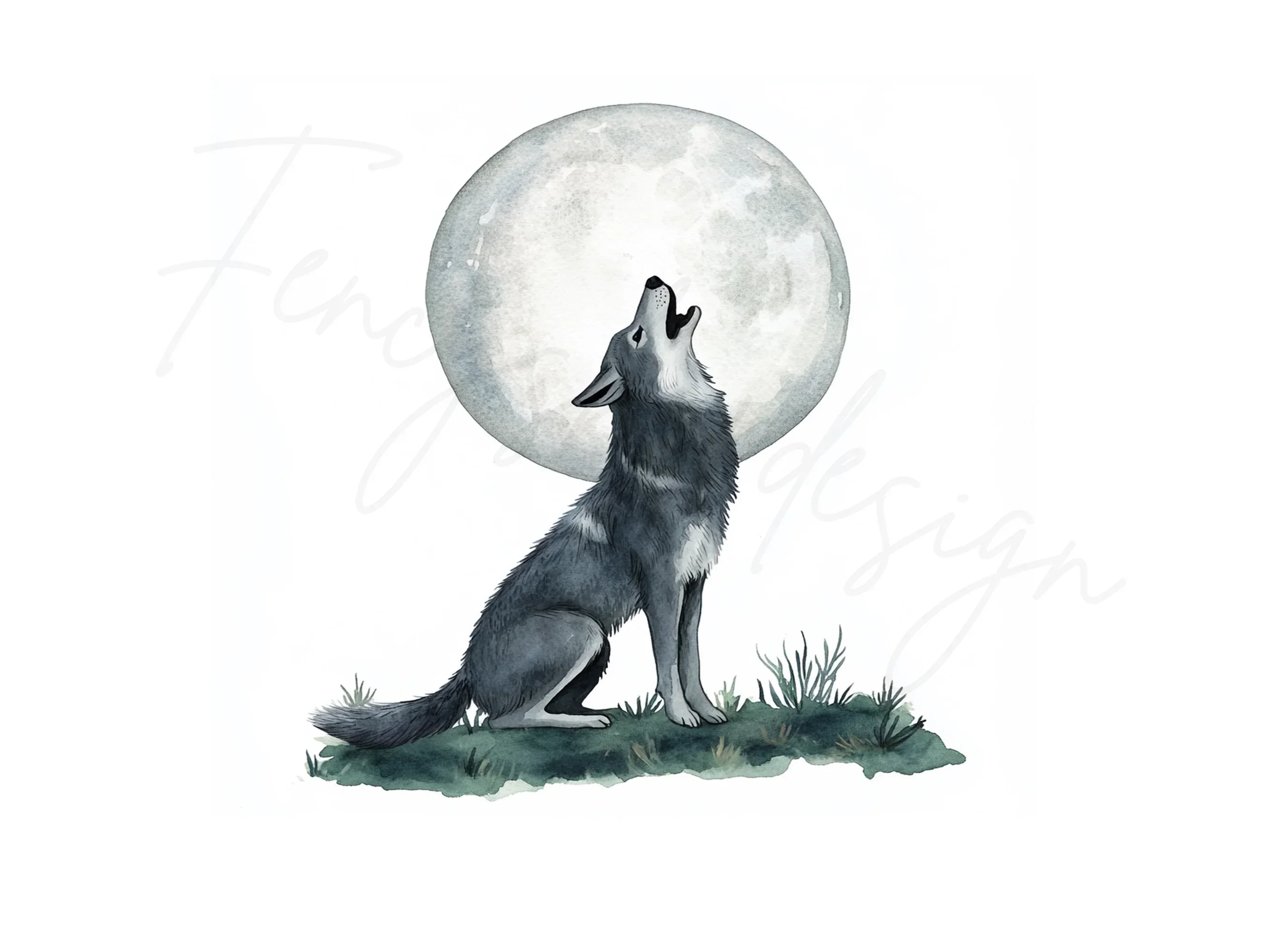 Howling Wolf Moon Clipart Bundle - Image 3