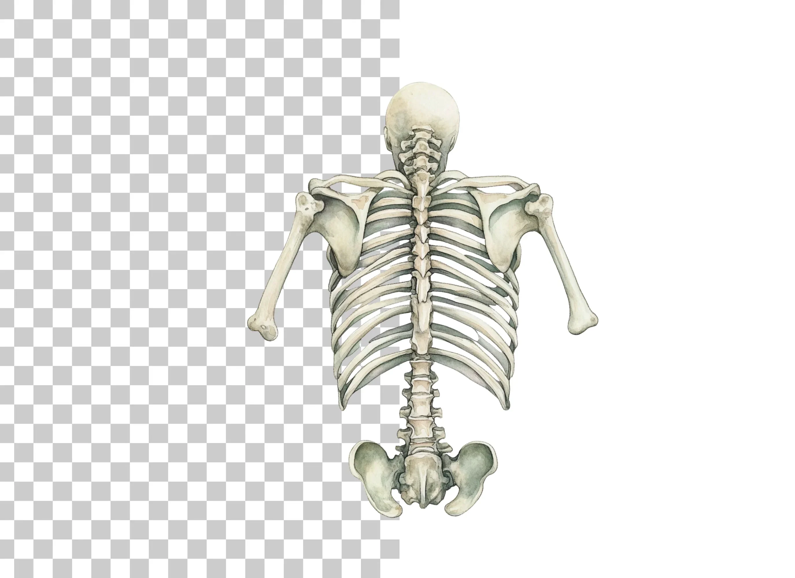 Human Torso Skeleton Back View Clipart Bundle - Image 6