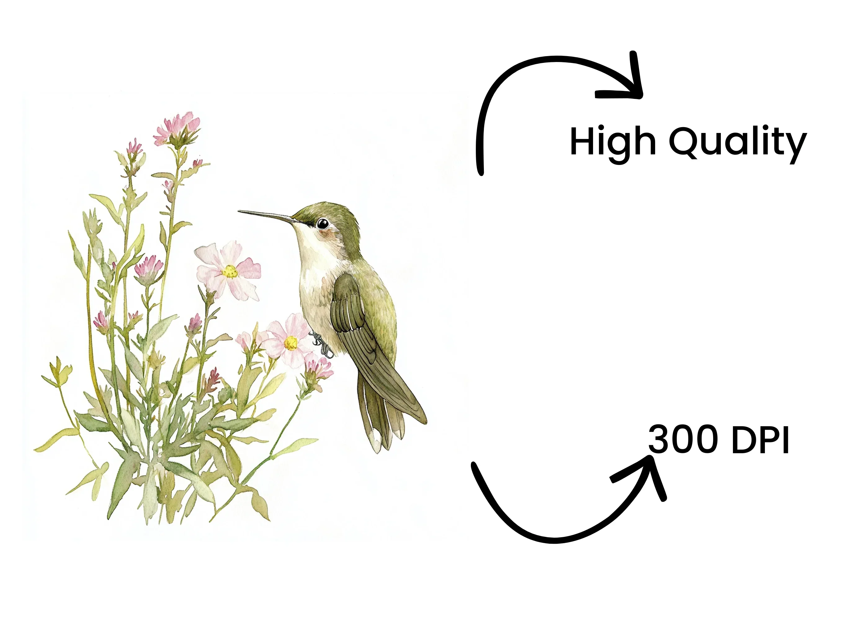 Hummingbird and Pink Flowers Clipart Bundle - Image 4