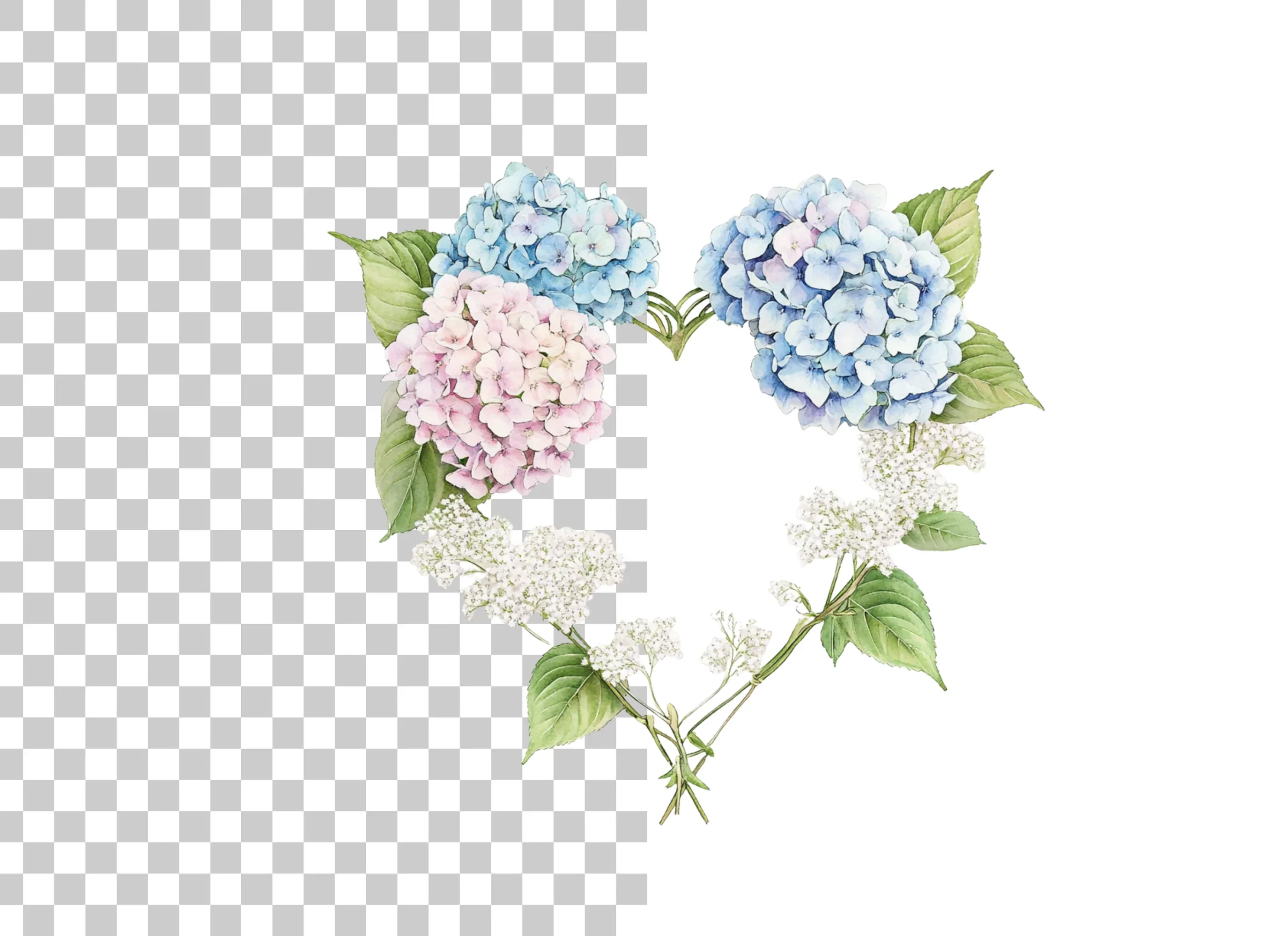 Hydrangea Heart Wreath Clipart Bundle - Image 2