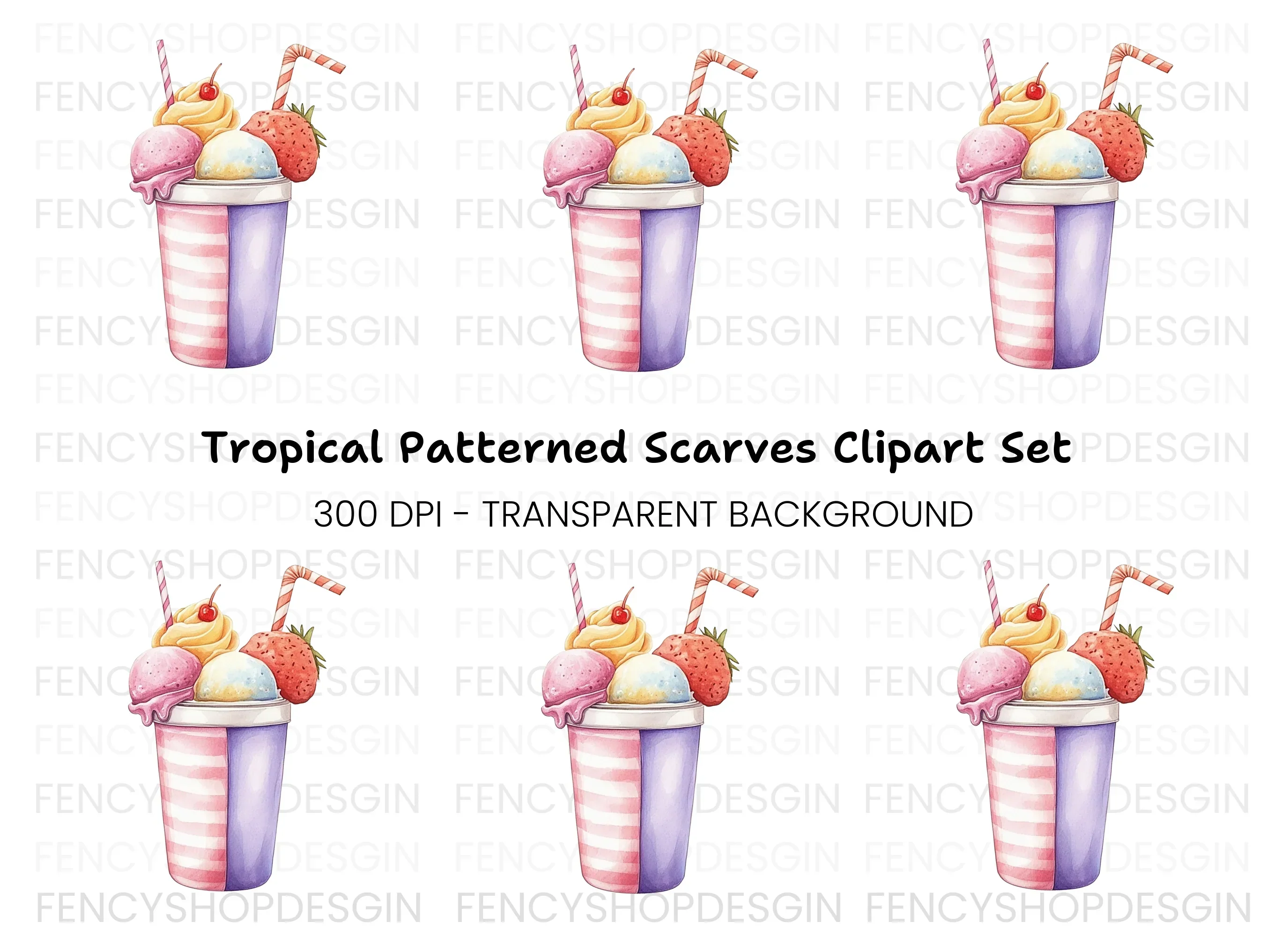 Ice Cream Milkshake Clipart Bundle