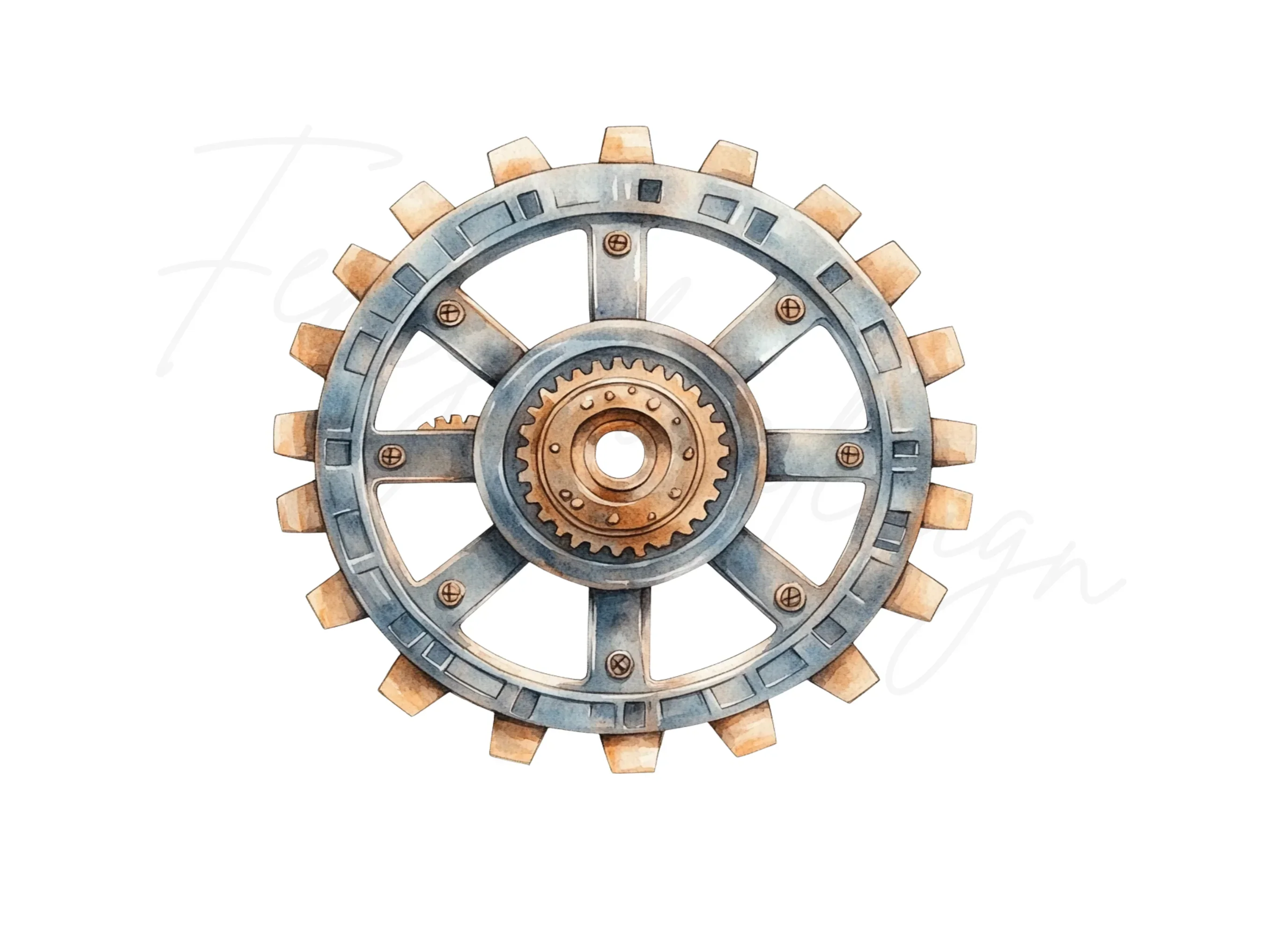 Industrial Steampunk Gear Wheel Clipart Bundle - Image 2