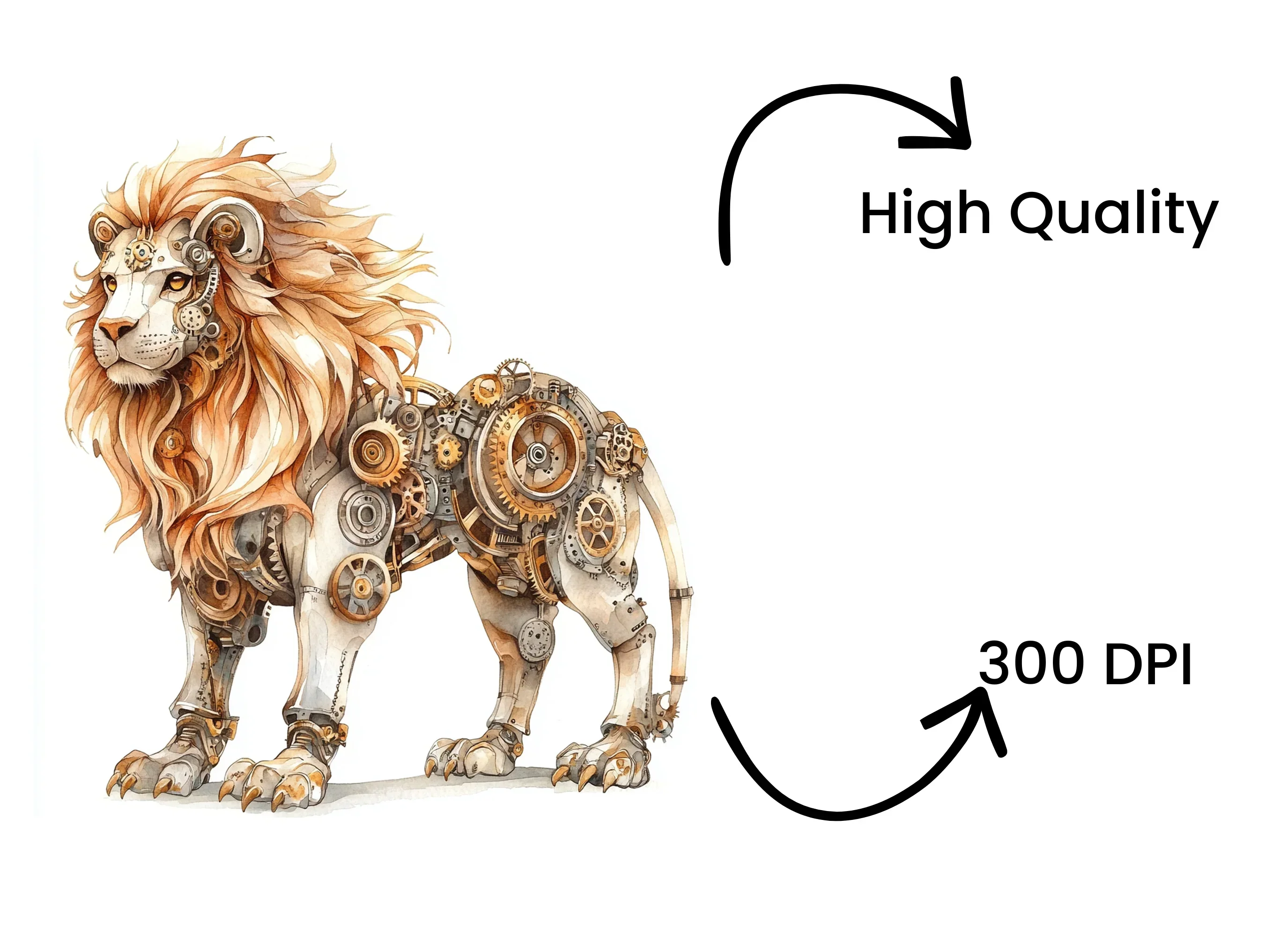 Intricate Steampunk Lion Clipart Bundle - Image 4