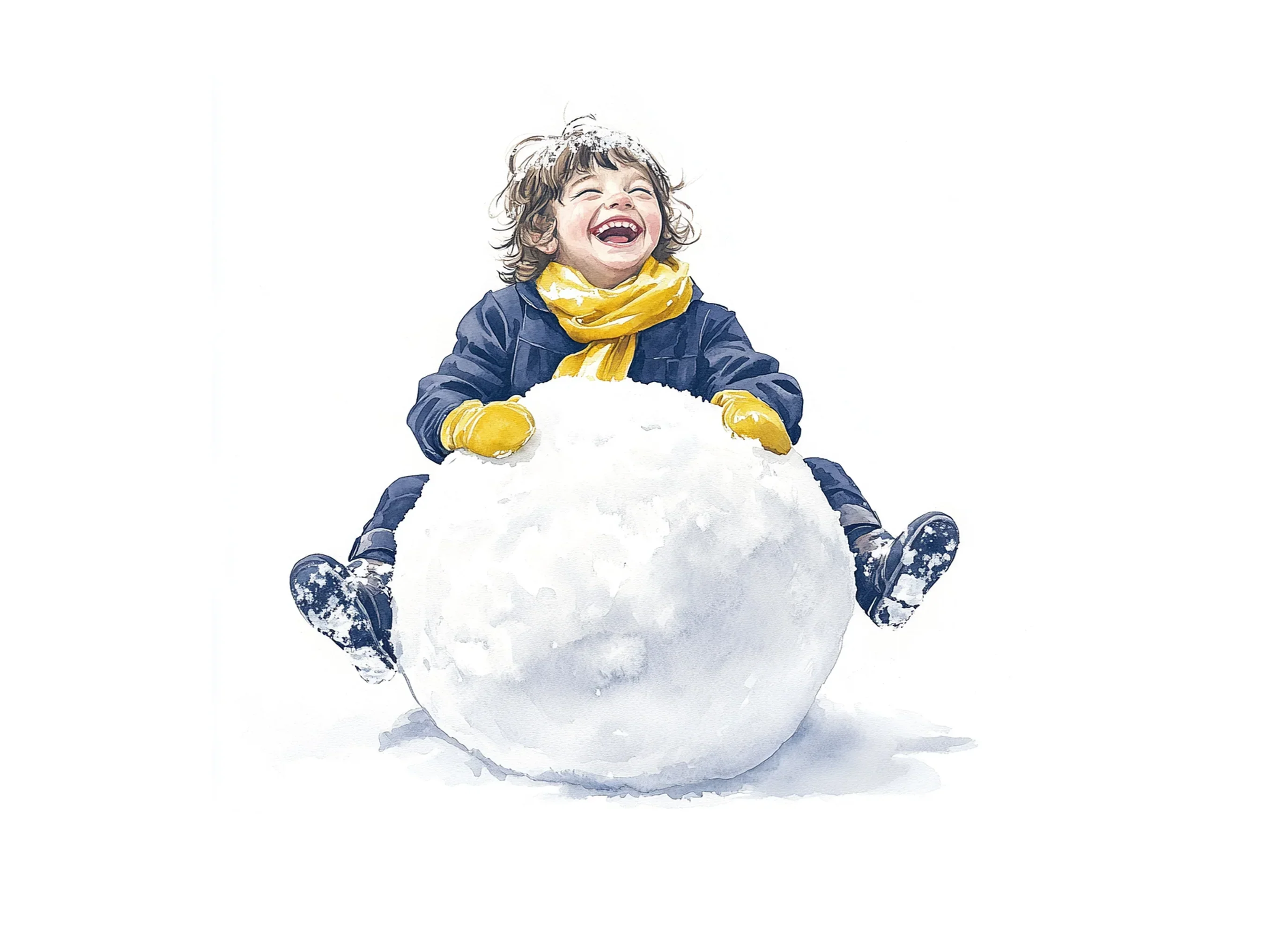 Joyful Kids Making Snowman Clipart Bundle - Image 2