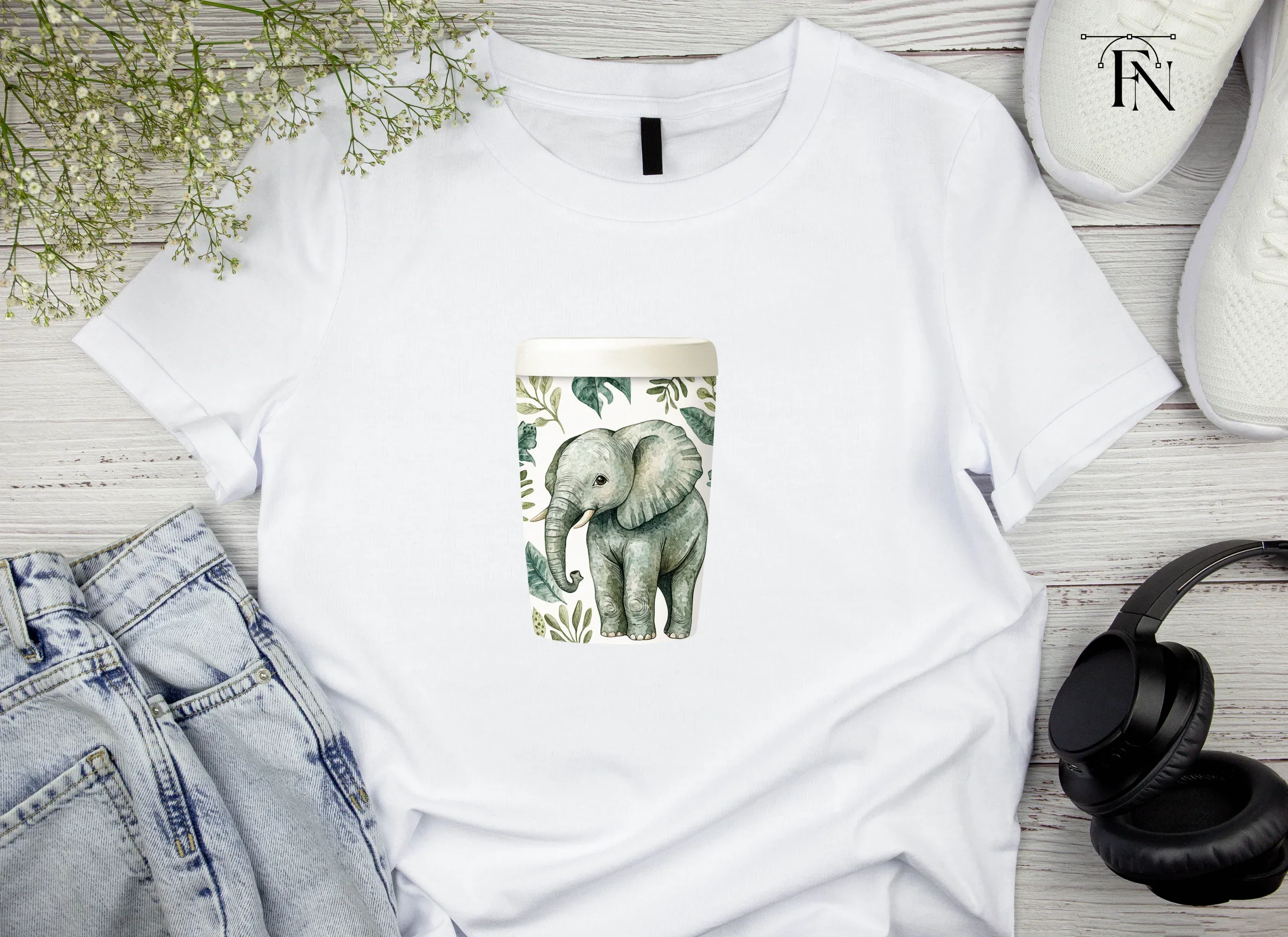 Jungle Baby Elephant Clipart Bundle - Image 3