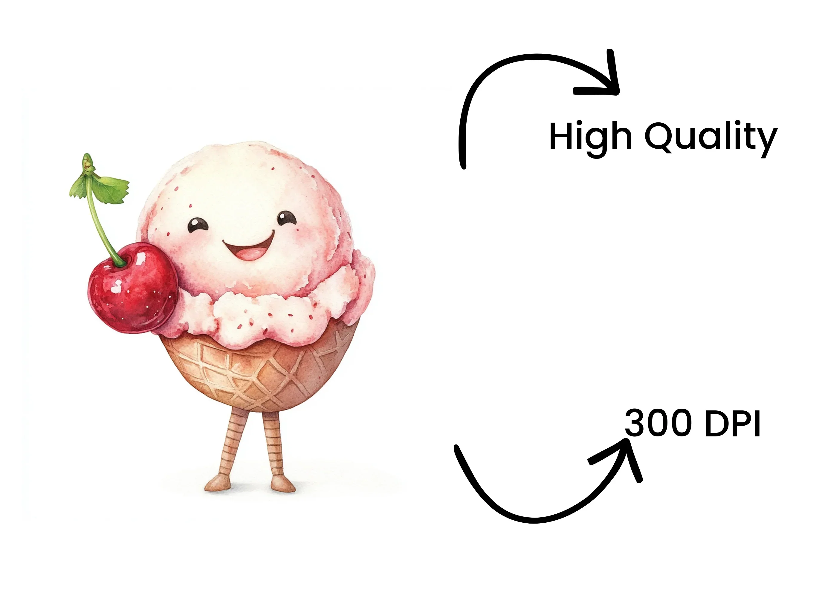Kawaii Ice Cream with Cherry Clipart Bundle - Image 4