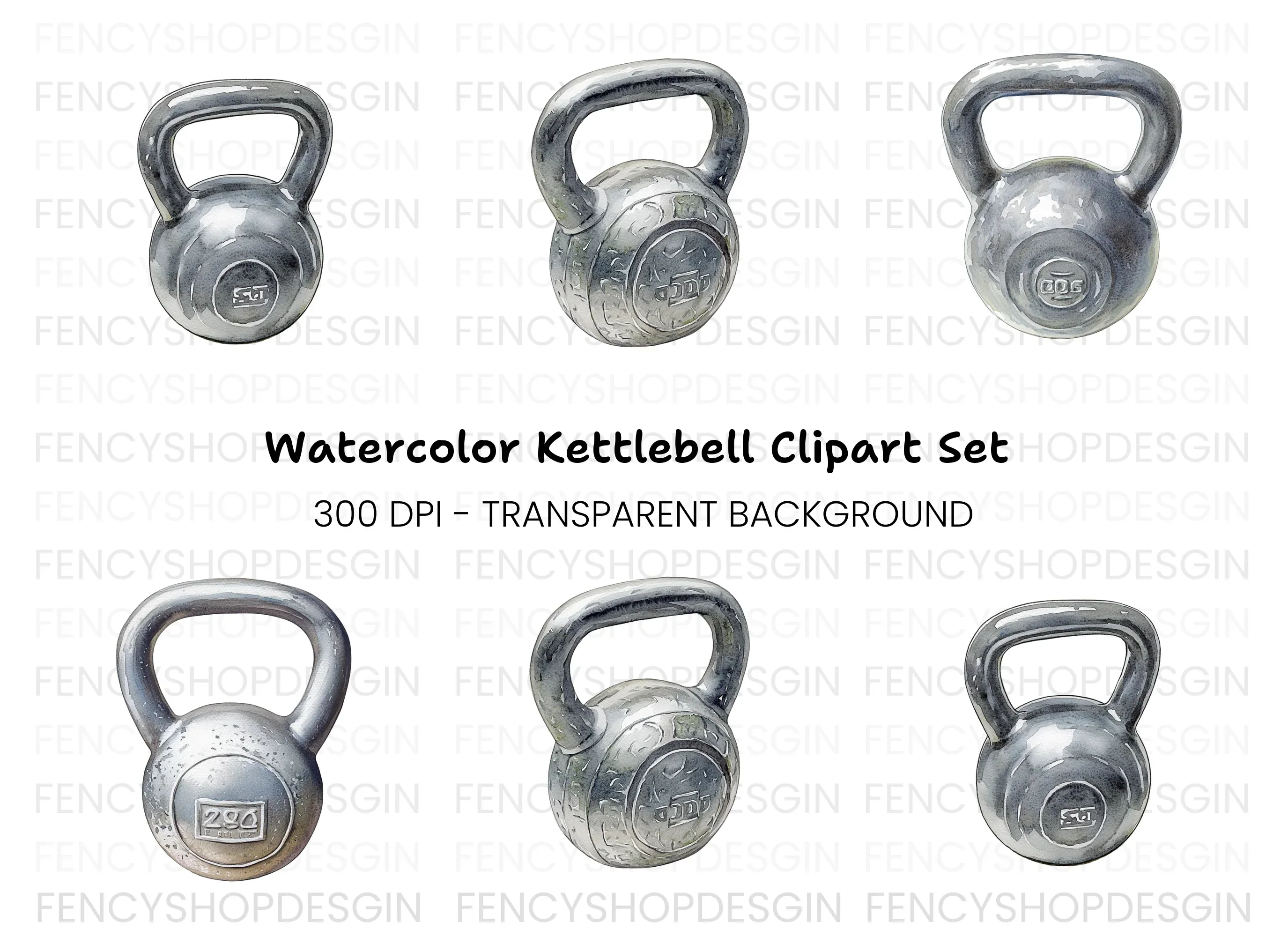 Kettlebell Workout Clipart Bundle