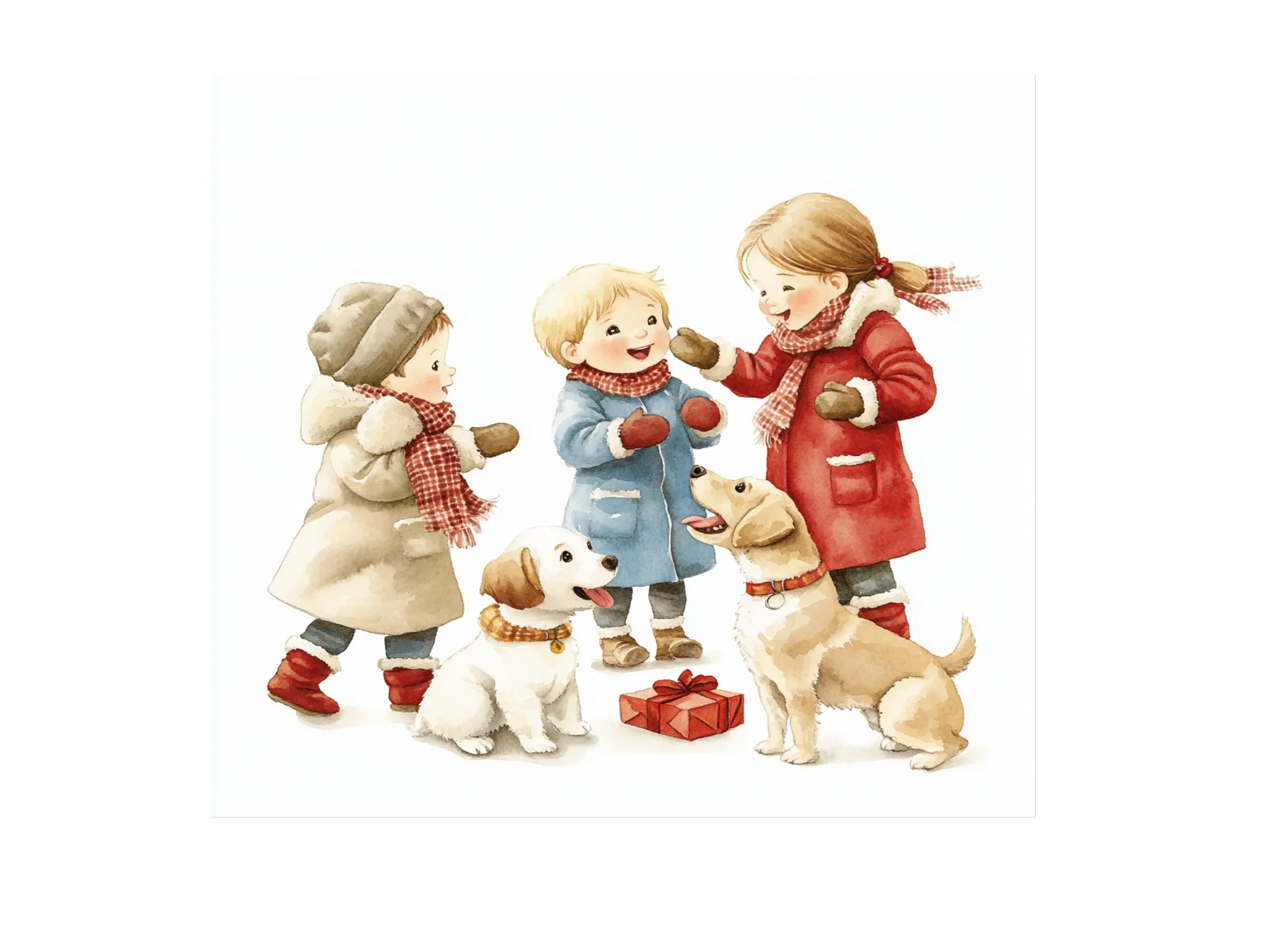 Kids and Dogs Winter Christmas Clipart Bundle - Image 2