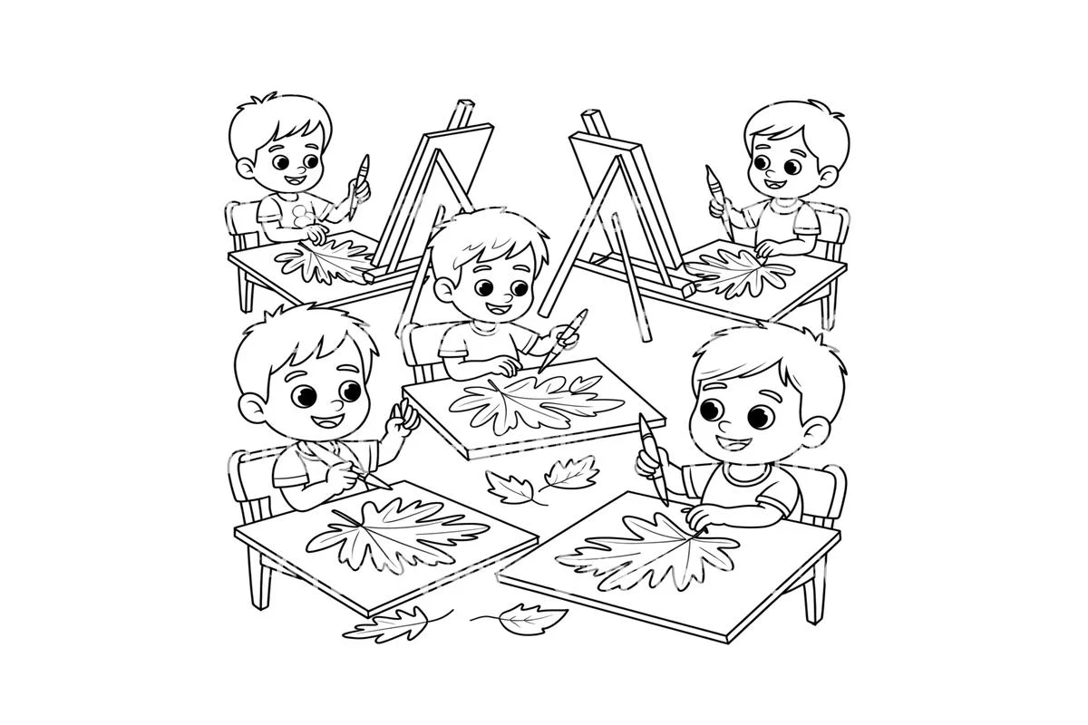Kids Autumn Leaf Class Coloring Books - Image 4