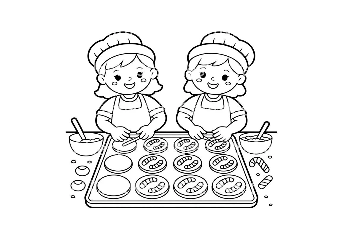 Kids Baking Christmas Cookies Coloring Books - Image 2