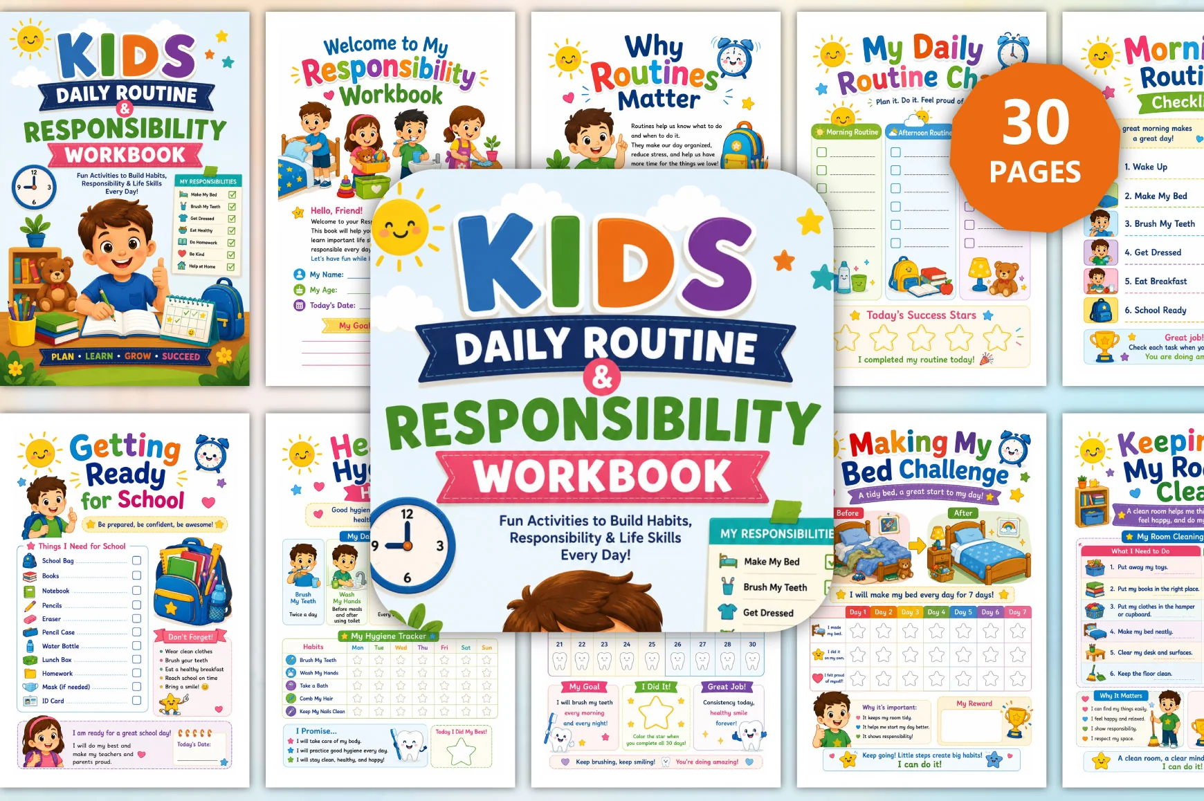 Kids Daily Routine Responsibility Workbook