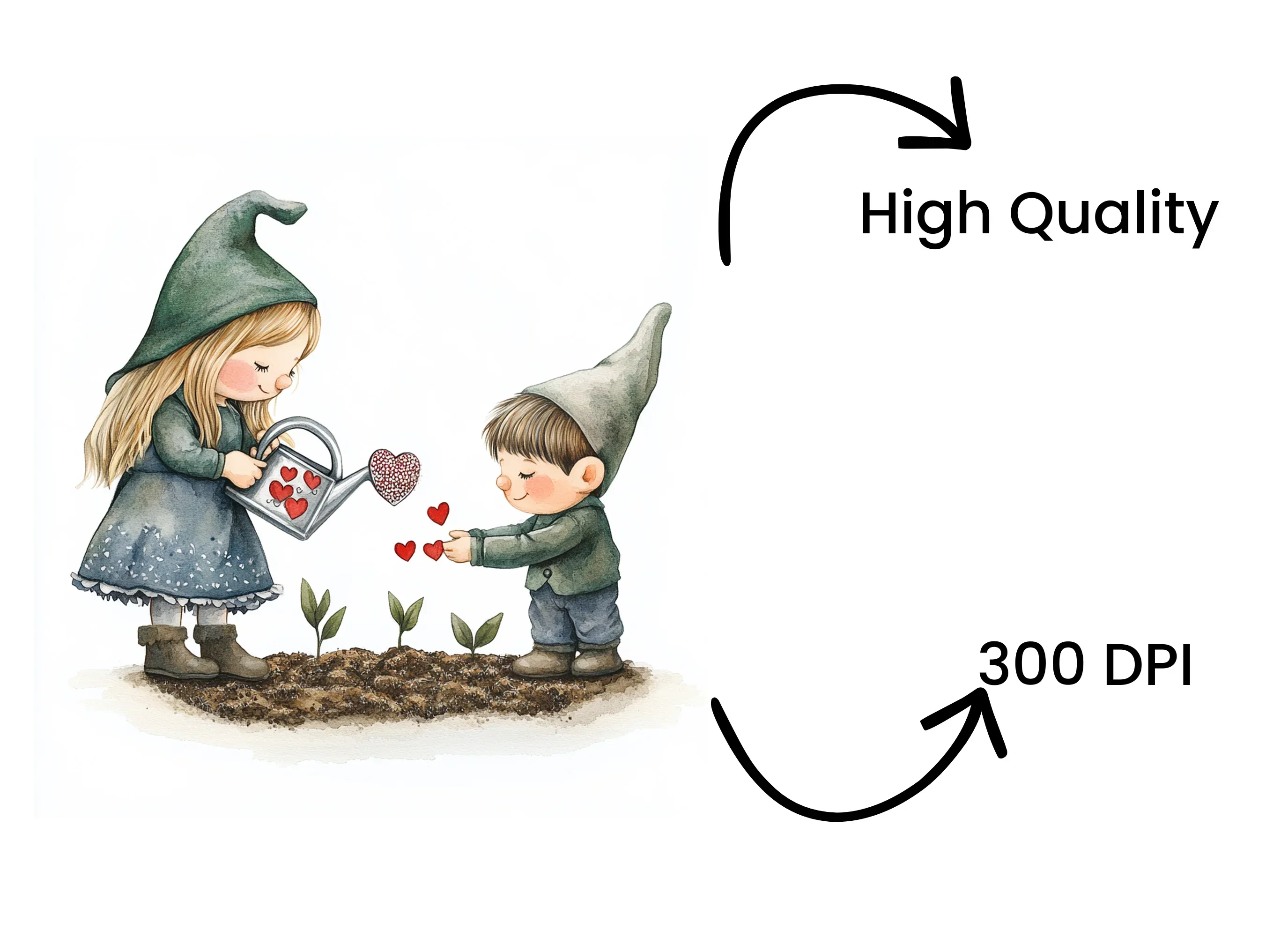 Kids Gardening with Hearts Clipart Bundle - Image 4