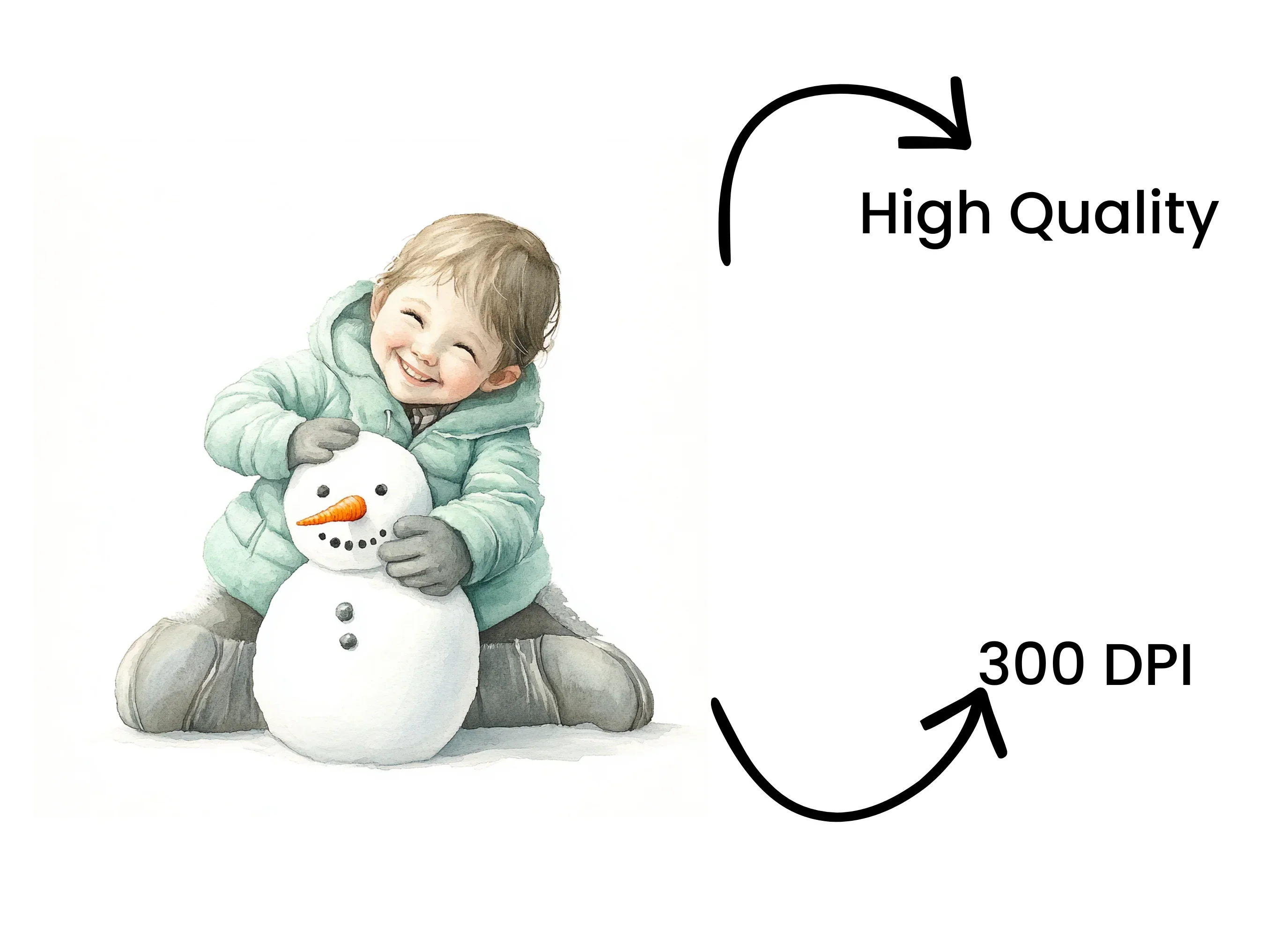 Kids Hugging Snowman Clipart Bundle - Image 4