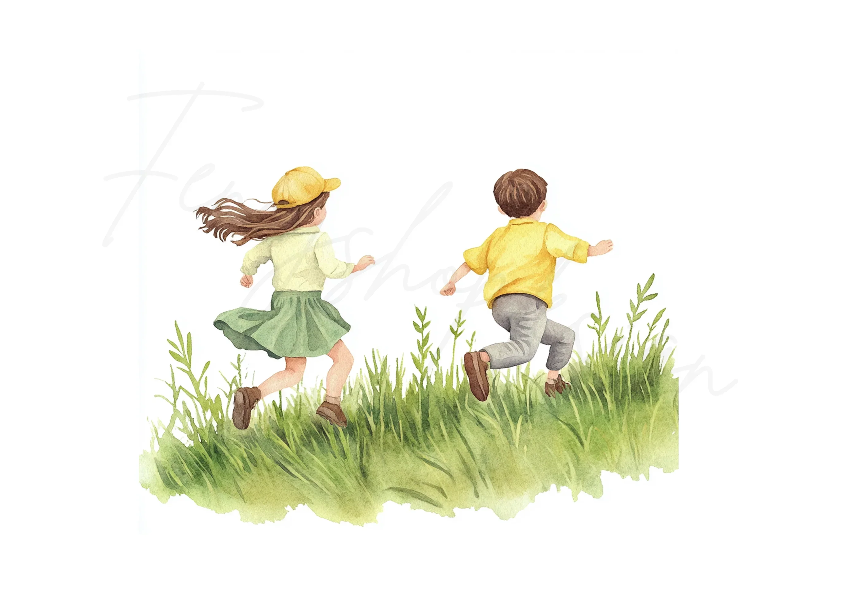 Kids Running in Field Clipart Bundle - Image 2