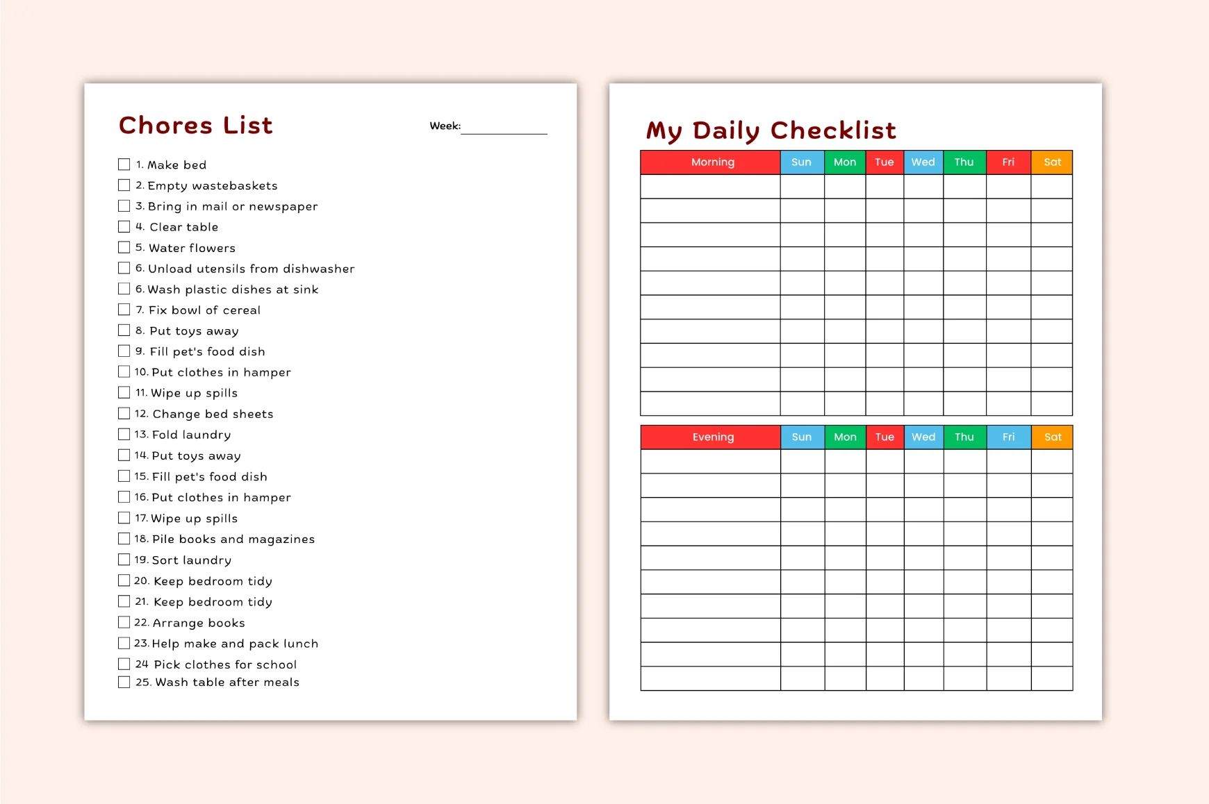 Kids Task Responsibility Chart Planner - Image 2