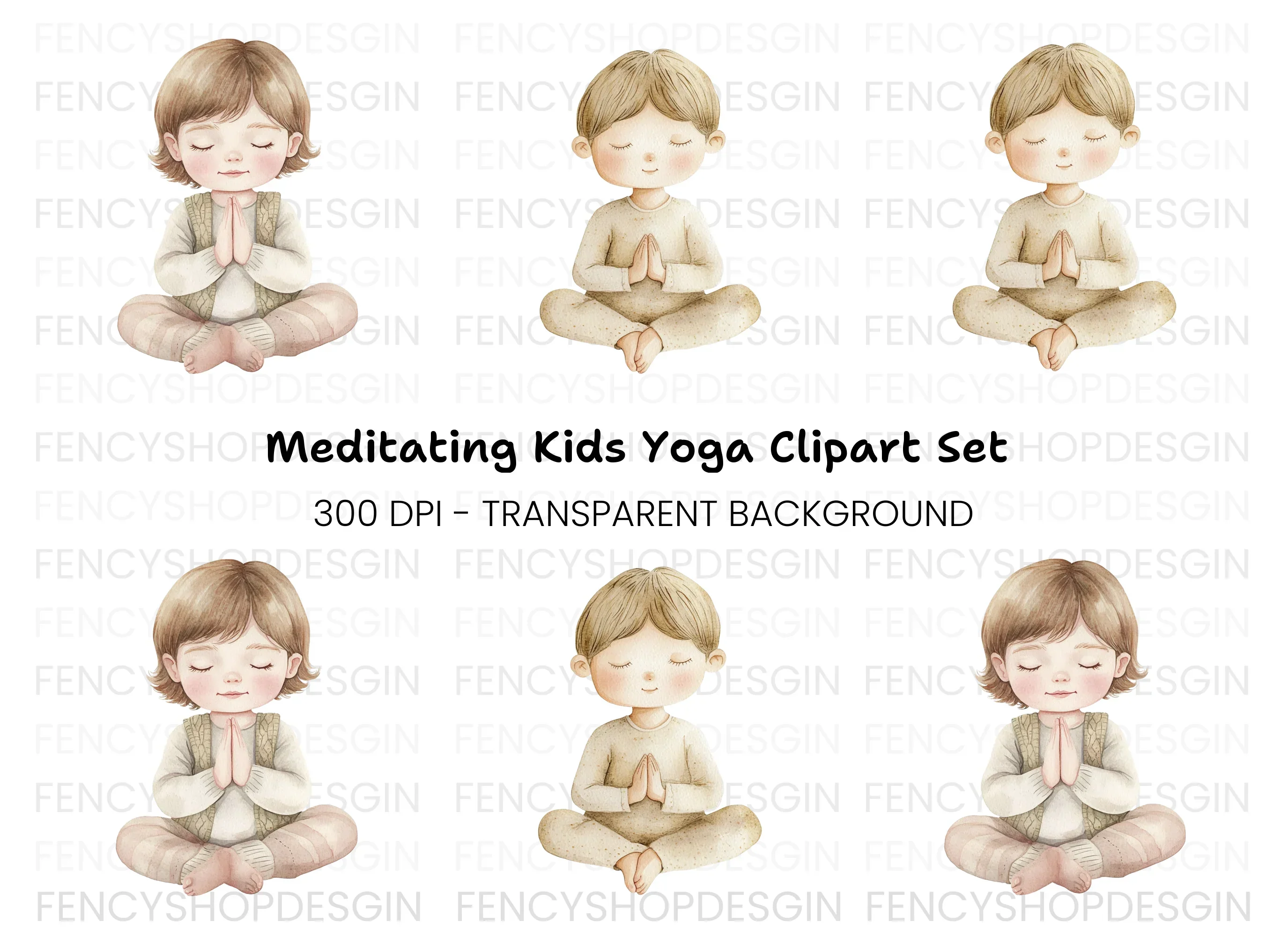 Kids Yoga and Meditation Clipart Bundle