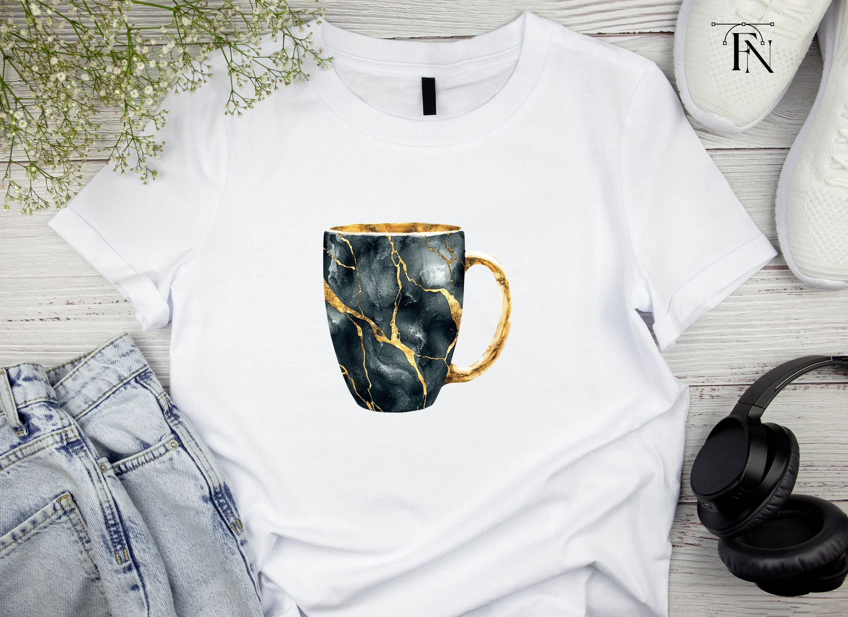 Kintsugi Black and Gold Clipart Bundle - Image 5