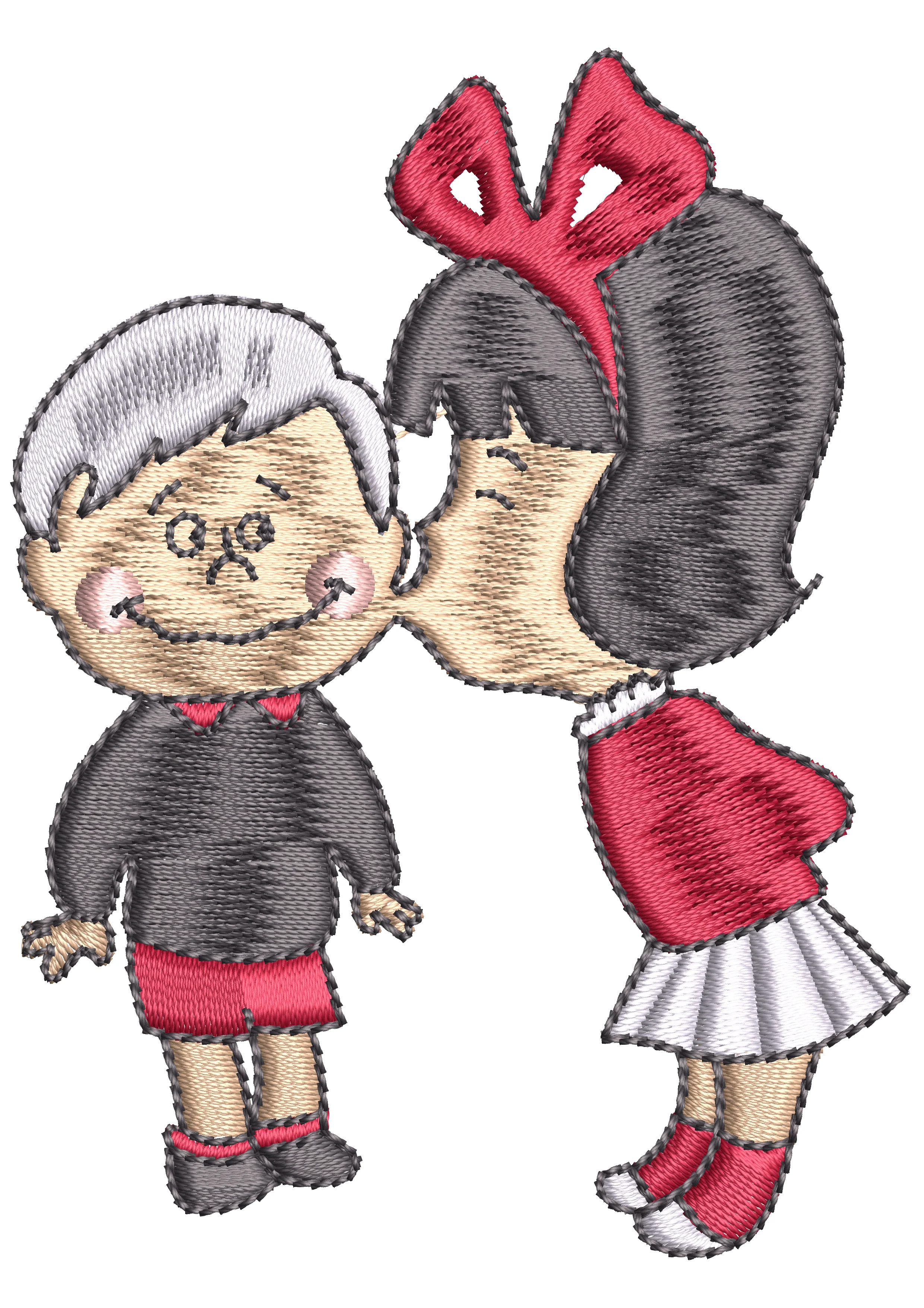 Kissing Embroidery Design