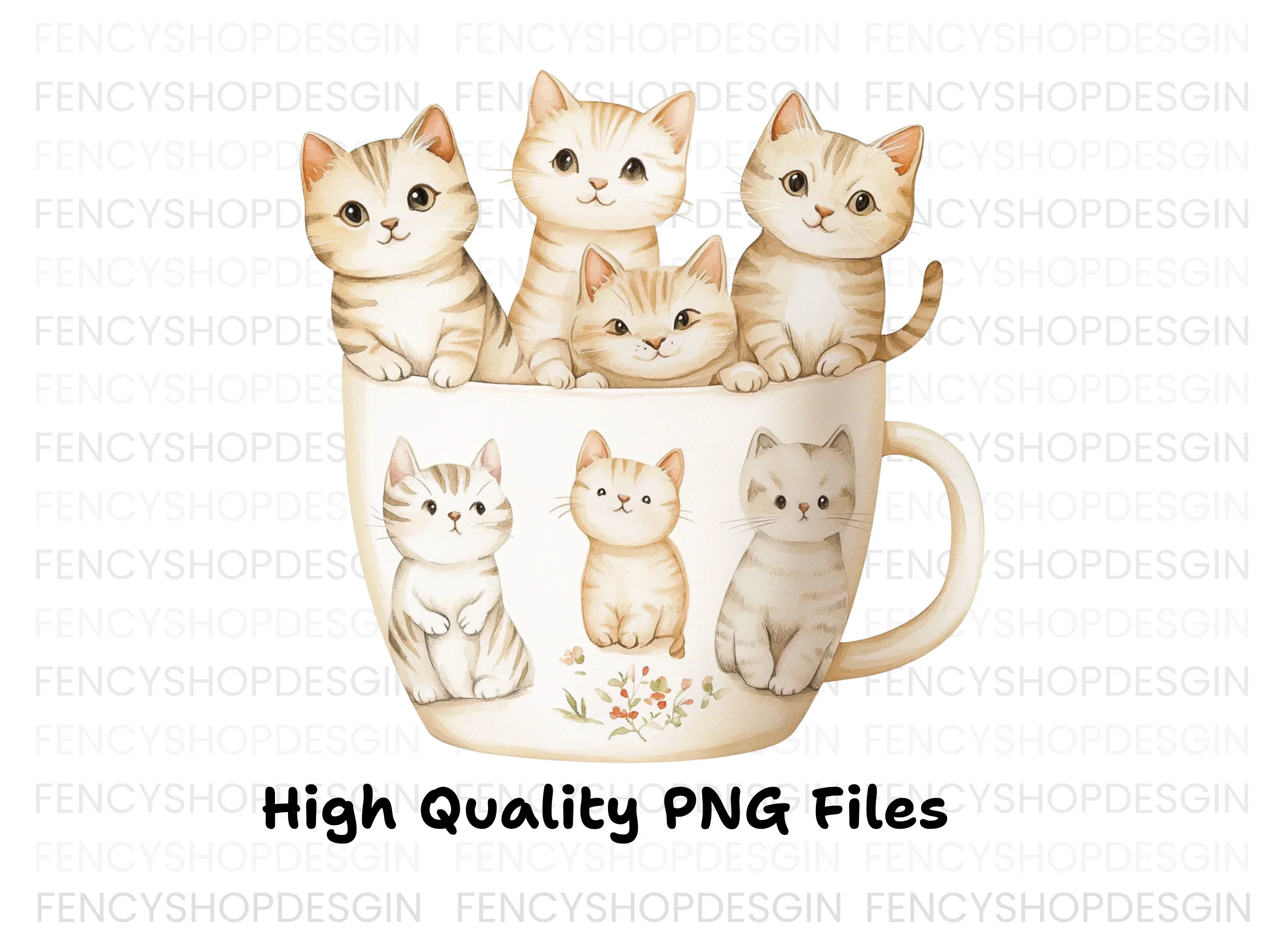 Kittens in Mugs Clipart Bundle - Image 3