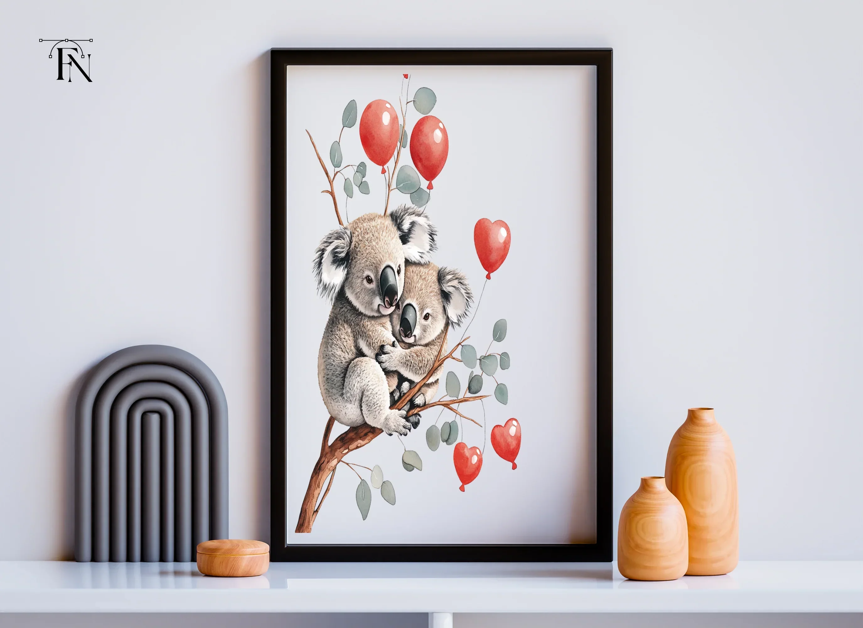 Koala Couple with Red Balloons Clipart Bundle - Image 6