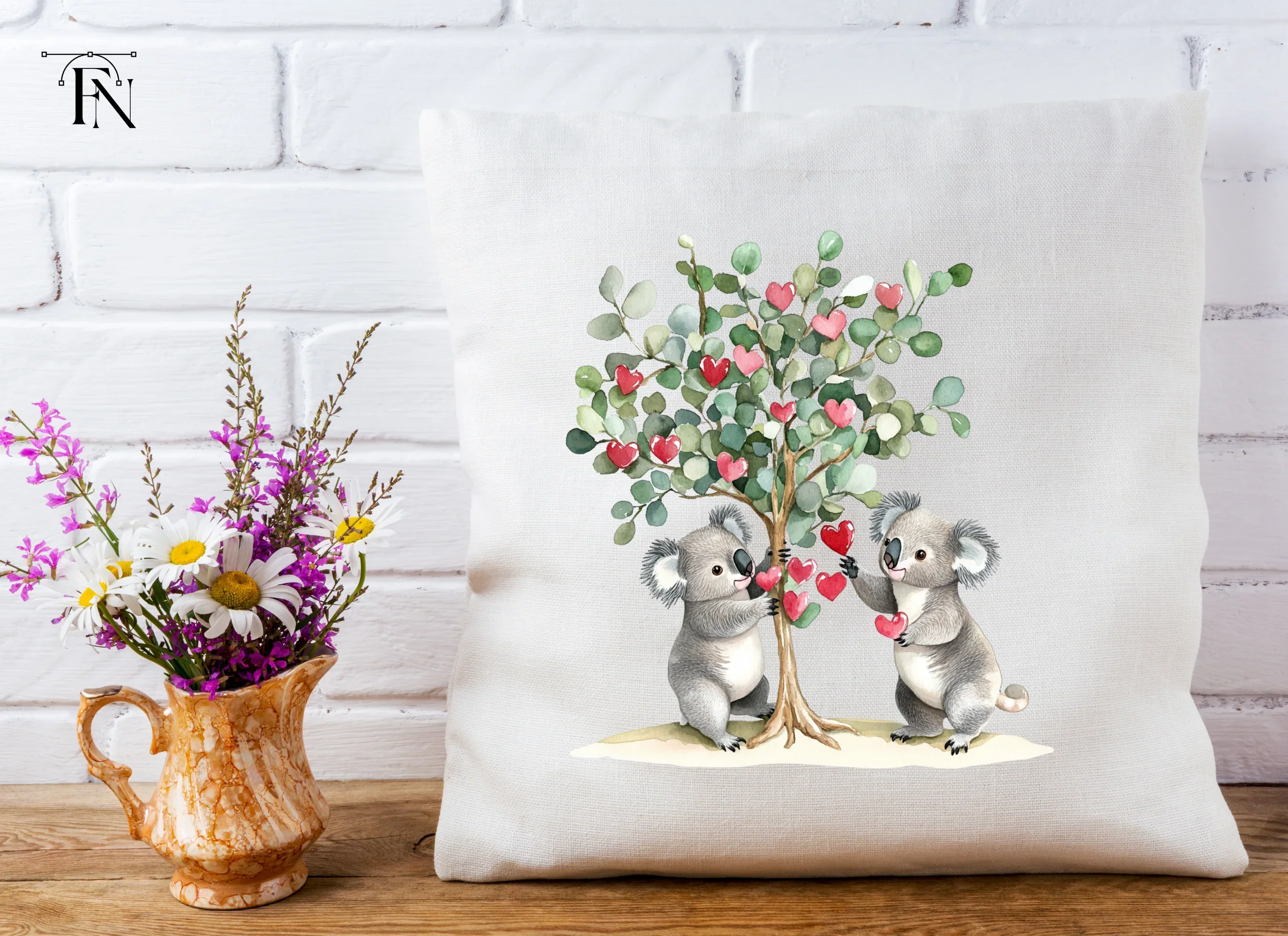 Koalas Decorating Heart Tree Clipart Bundle - Image 3