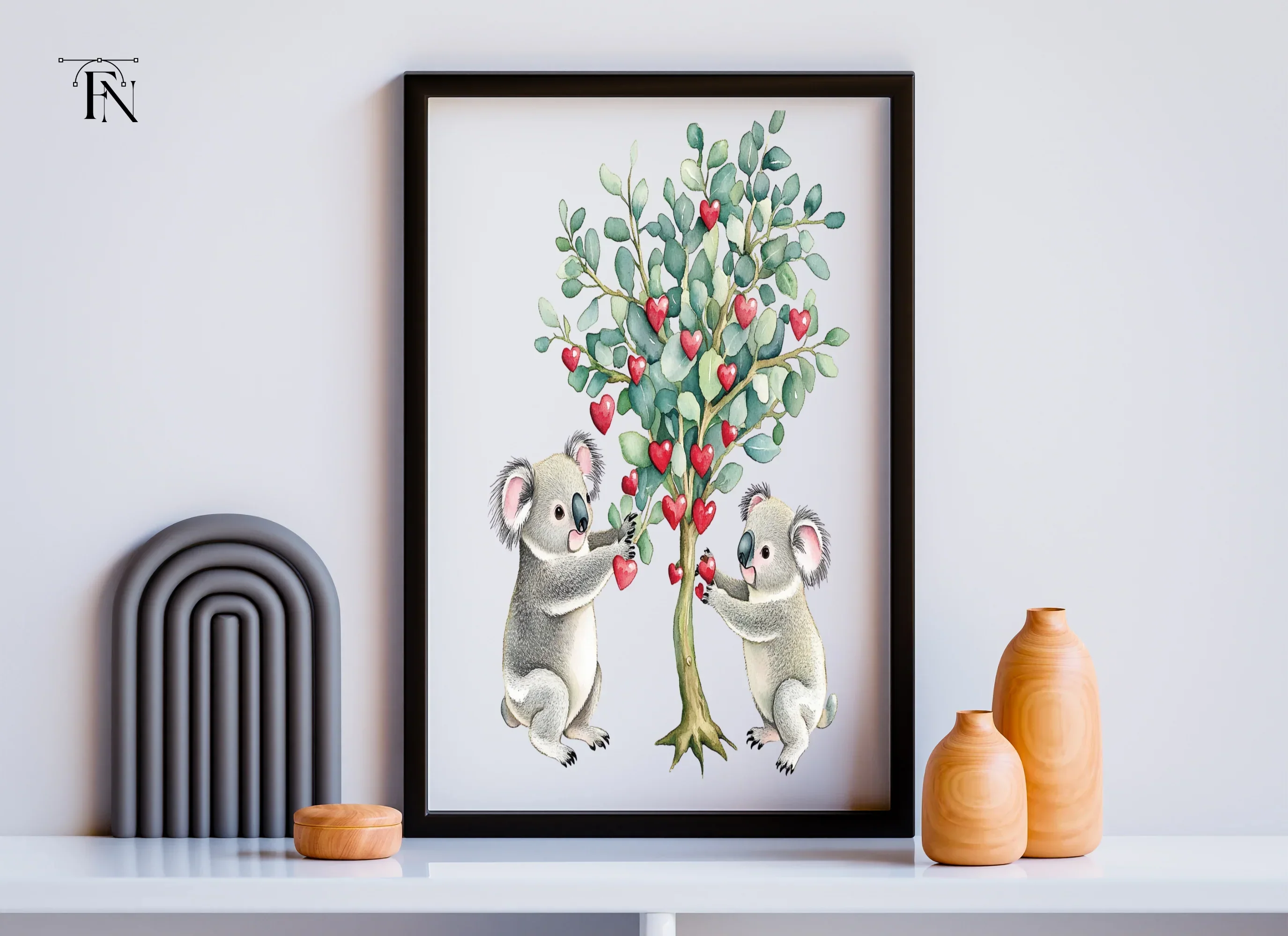 Koalas Decorating Heart Tree Clipart Bundle - Image 4