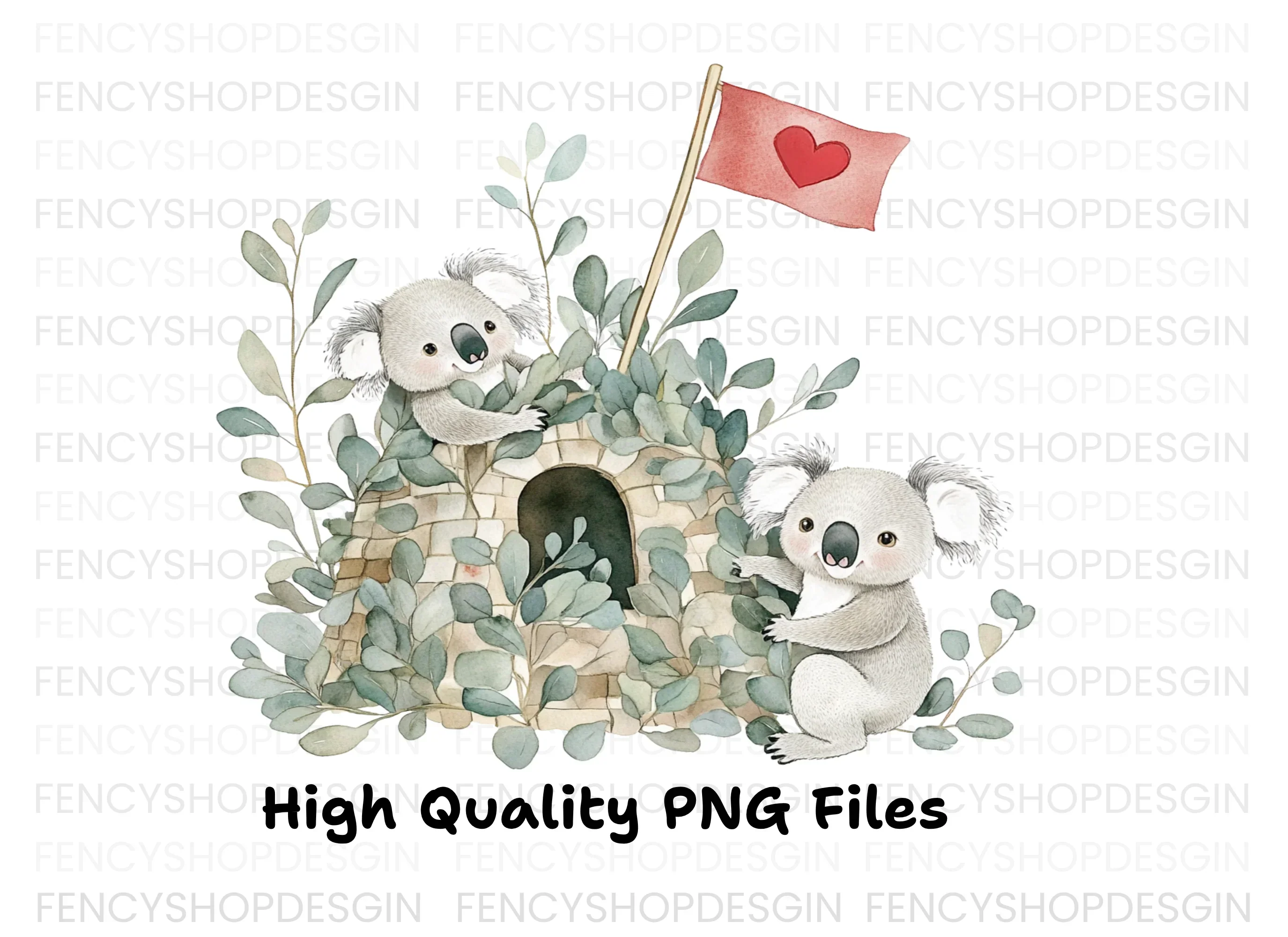 Koalas in Eucalyptus Huts Clipart Bundle - Image 3