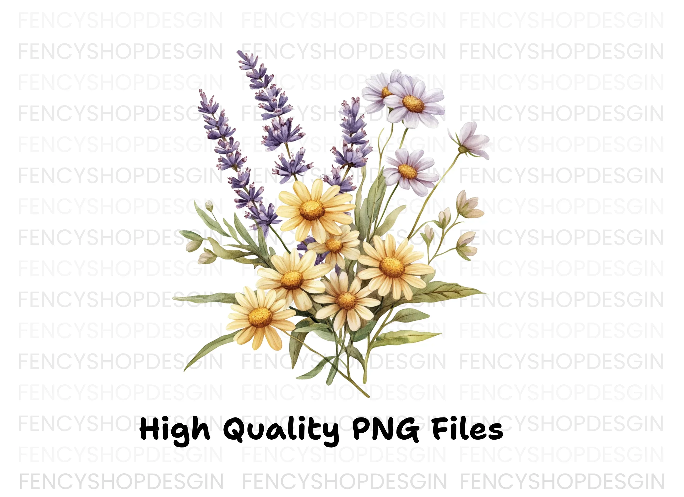 Lavender and Daisy Bouquets Clipart Bundle - Image 3