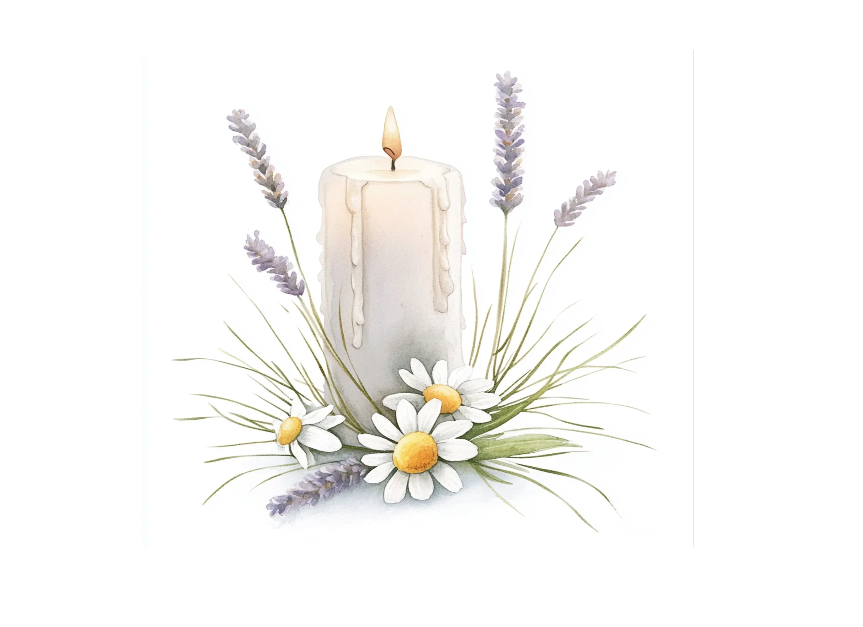 Lavender and Daisy Candle Clipart Bundle - Image 2
