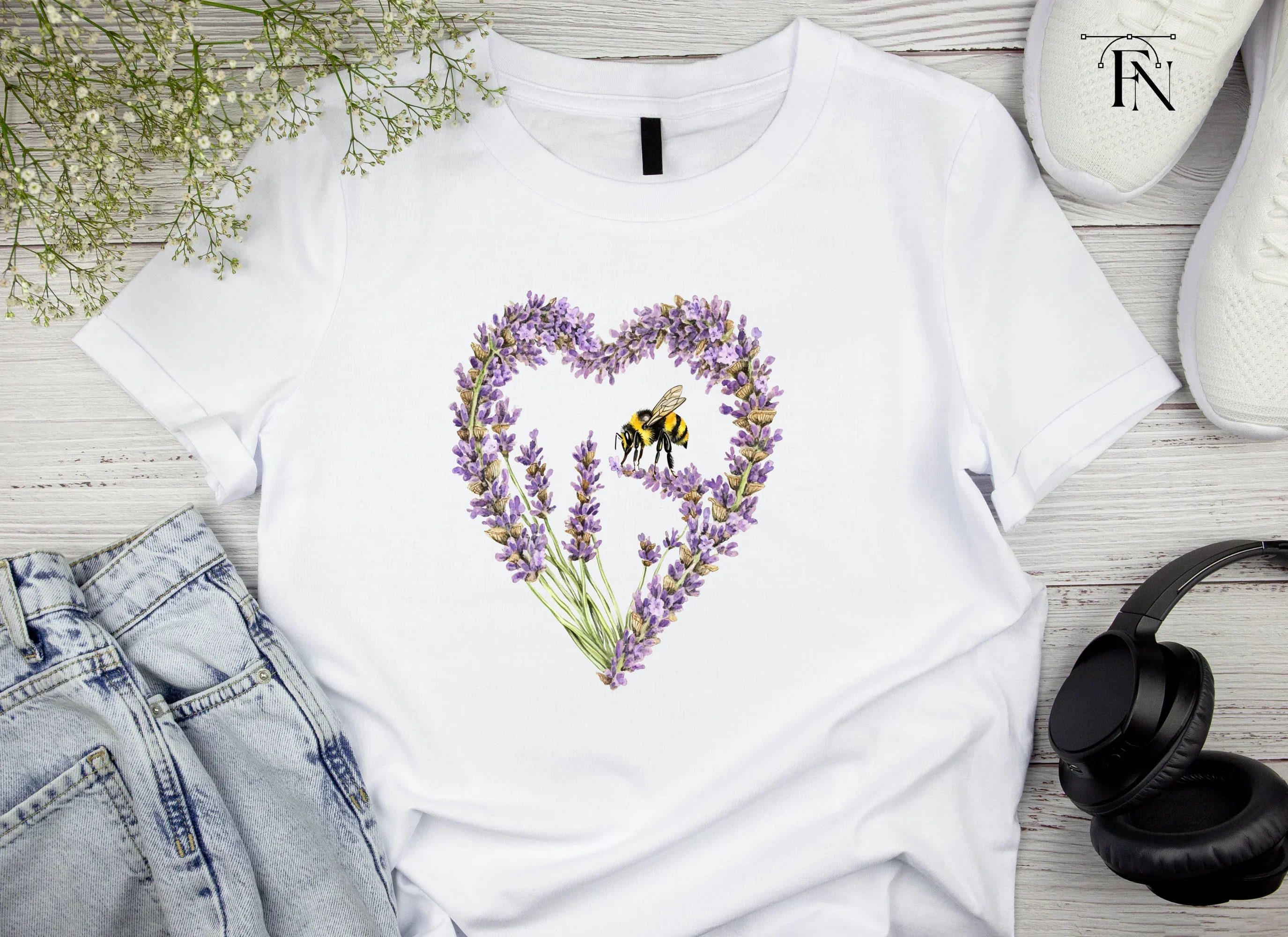 Lavender Heart with Bee Clipart Bundle - Image 4