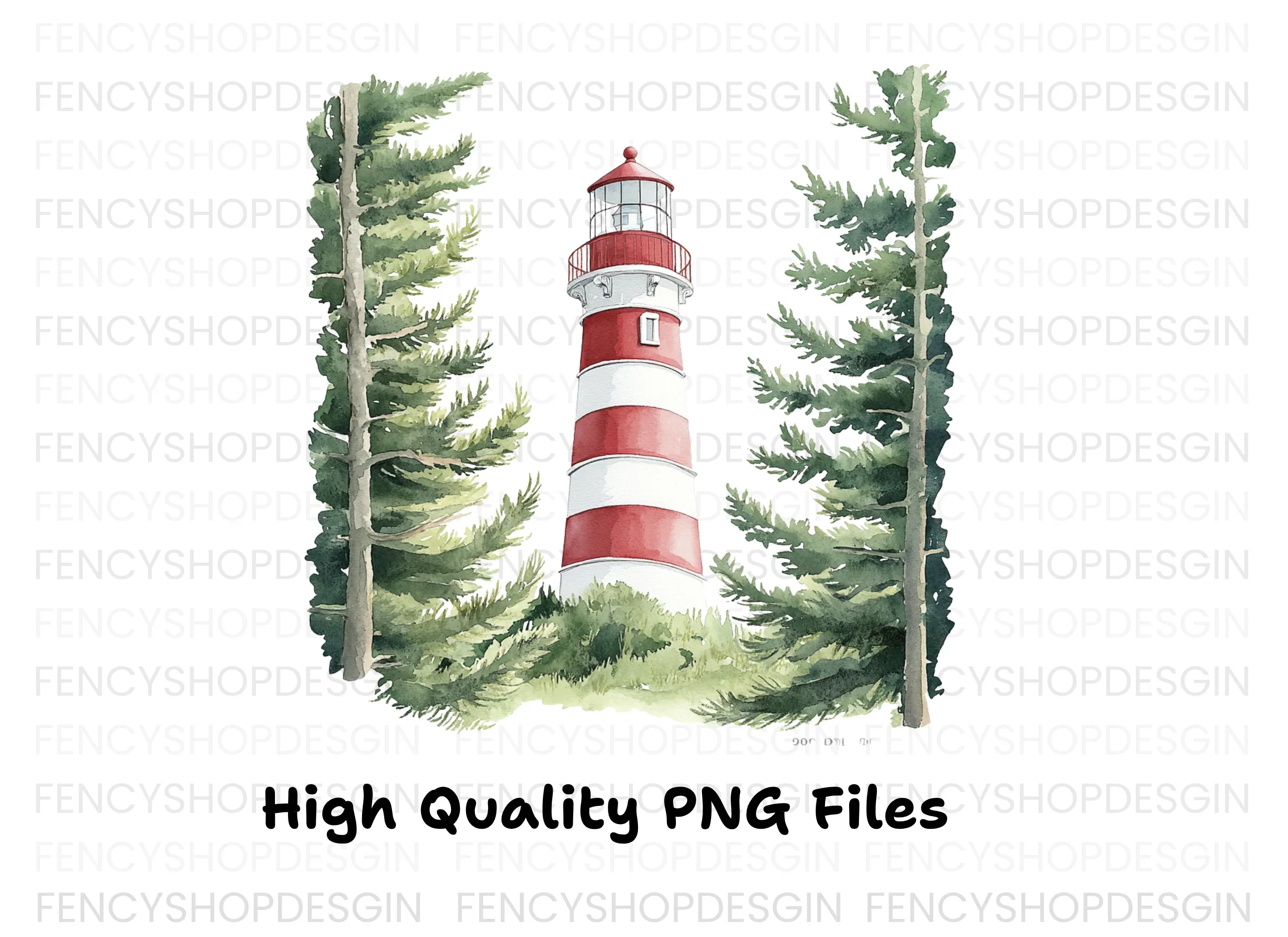 Lighthouse and Pine Trees Clipart Bundle - Image 2
